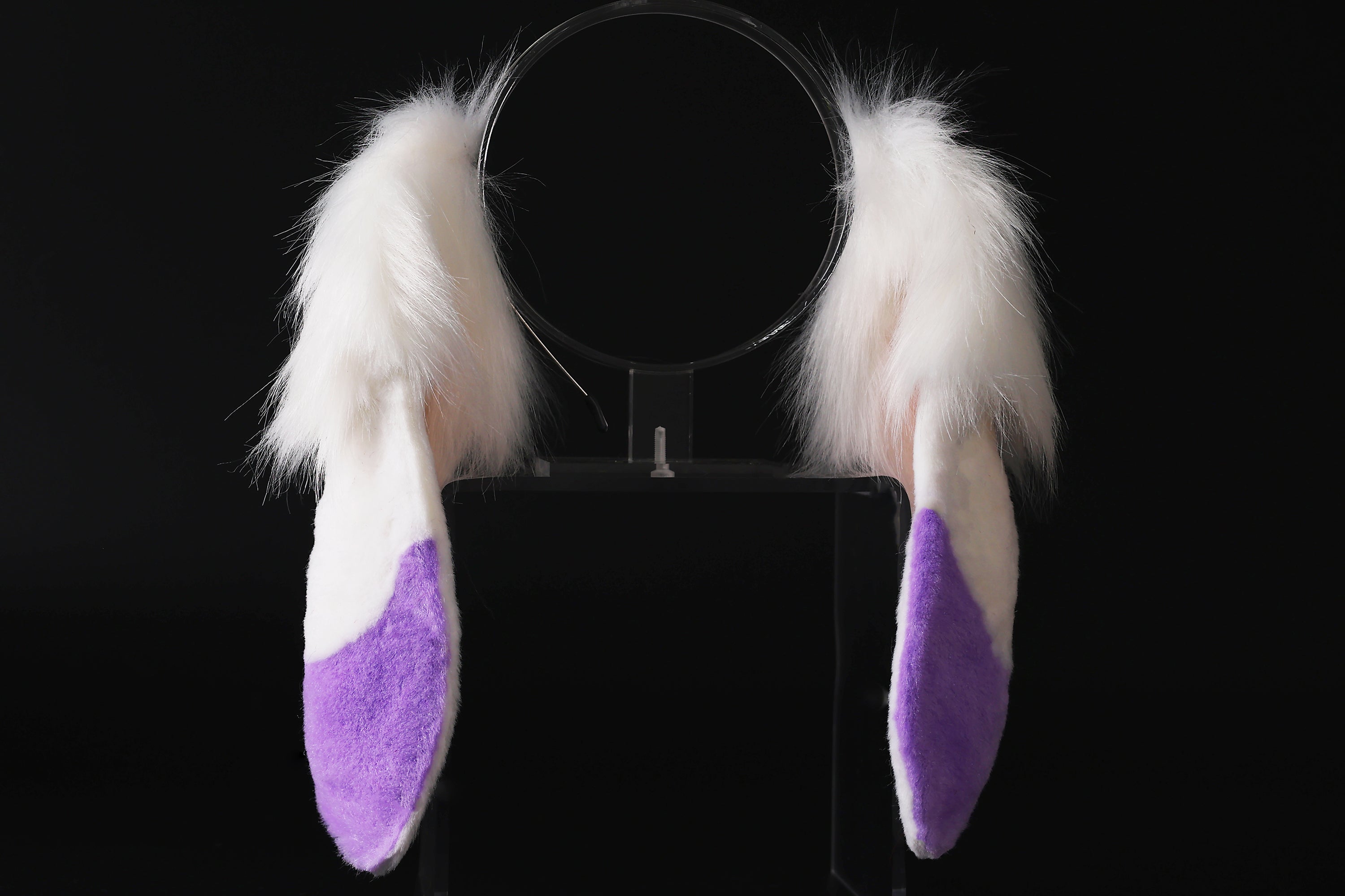 purple white soft lop bunny ear and tail cosplay faux fur long floppy rabbit ears tail bunny kemonomimi rabbit therian