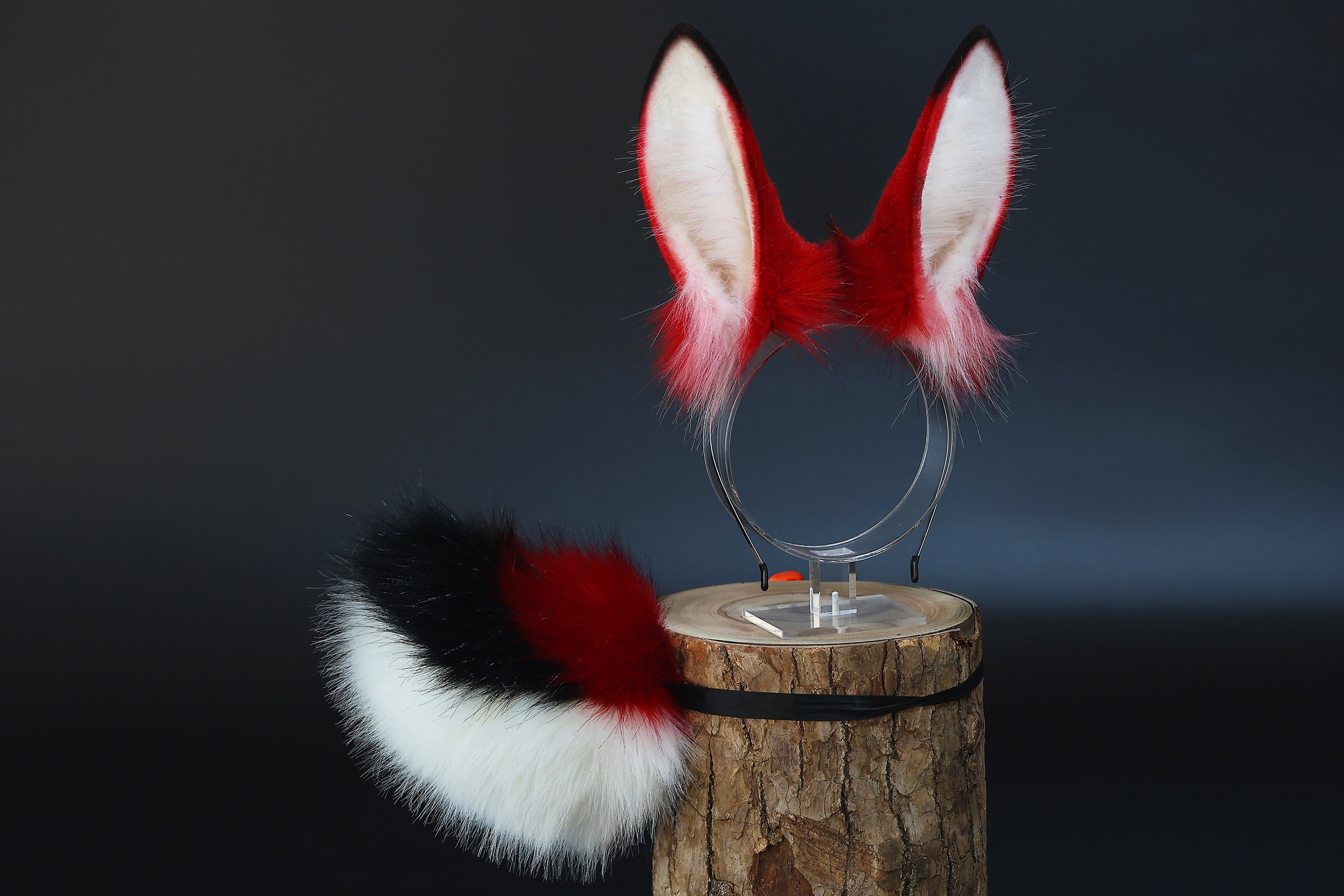 Realistic faux fur bunny ear and tail butt plug bendable bunny ear cosplay red rabbit ear and tail neko ear petplay anime cosplay bunny kemonomimi