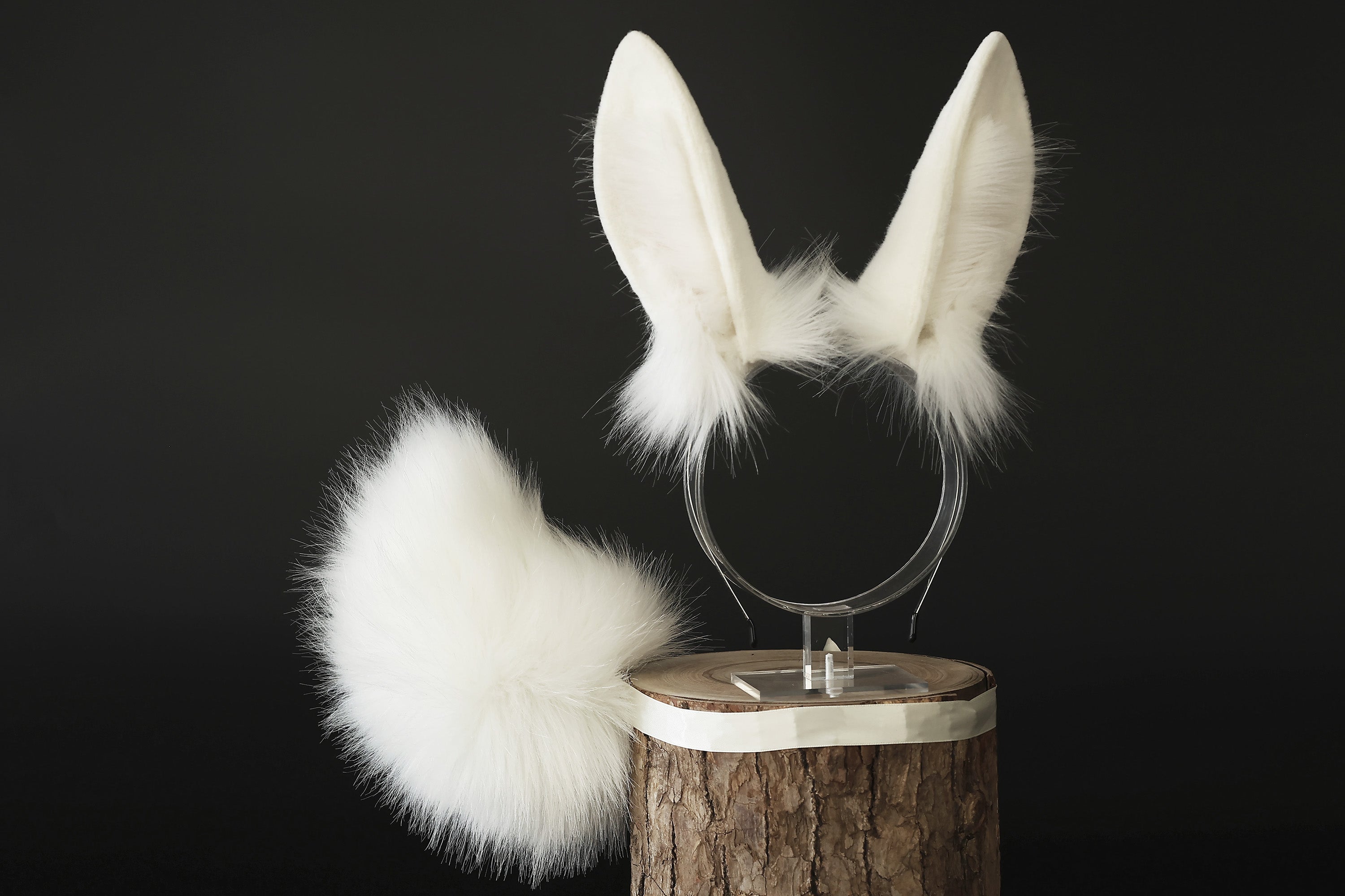 Realistic faux fur bunny ear and tail butt plug bendable bunny ear cosplay white rabbit ear and tail neko ear petplay anime cosplay bunny kemonomimi