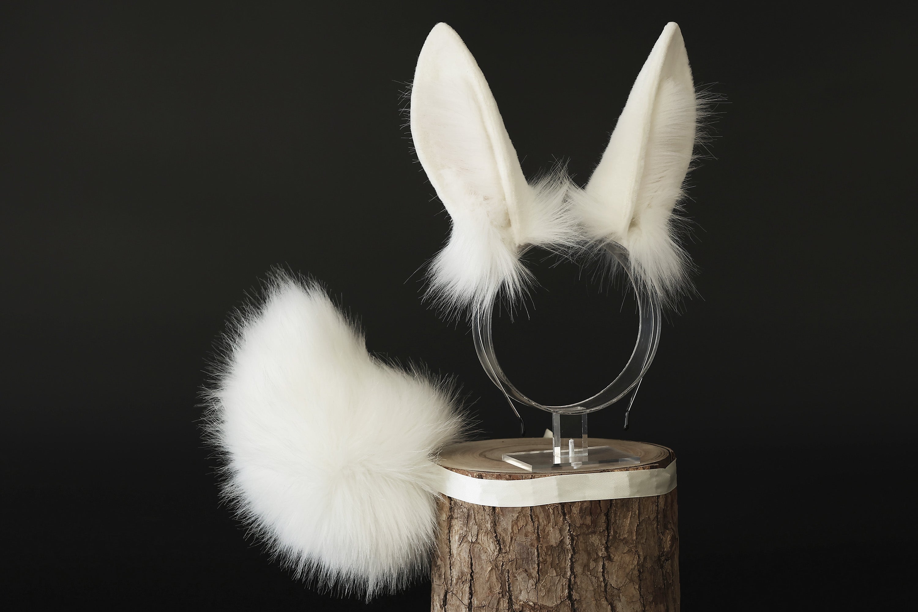 Realistic faux fur bunny ear and tail butt plug bendable bunny ear cosplay white rabbit ear and tail neko ear petplay anime cosplay bunny kemonomimi
