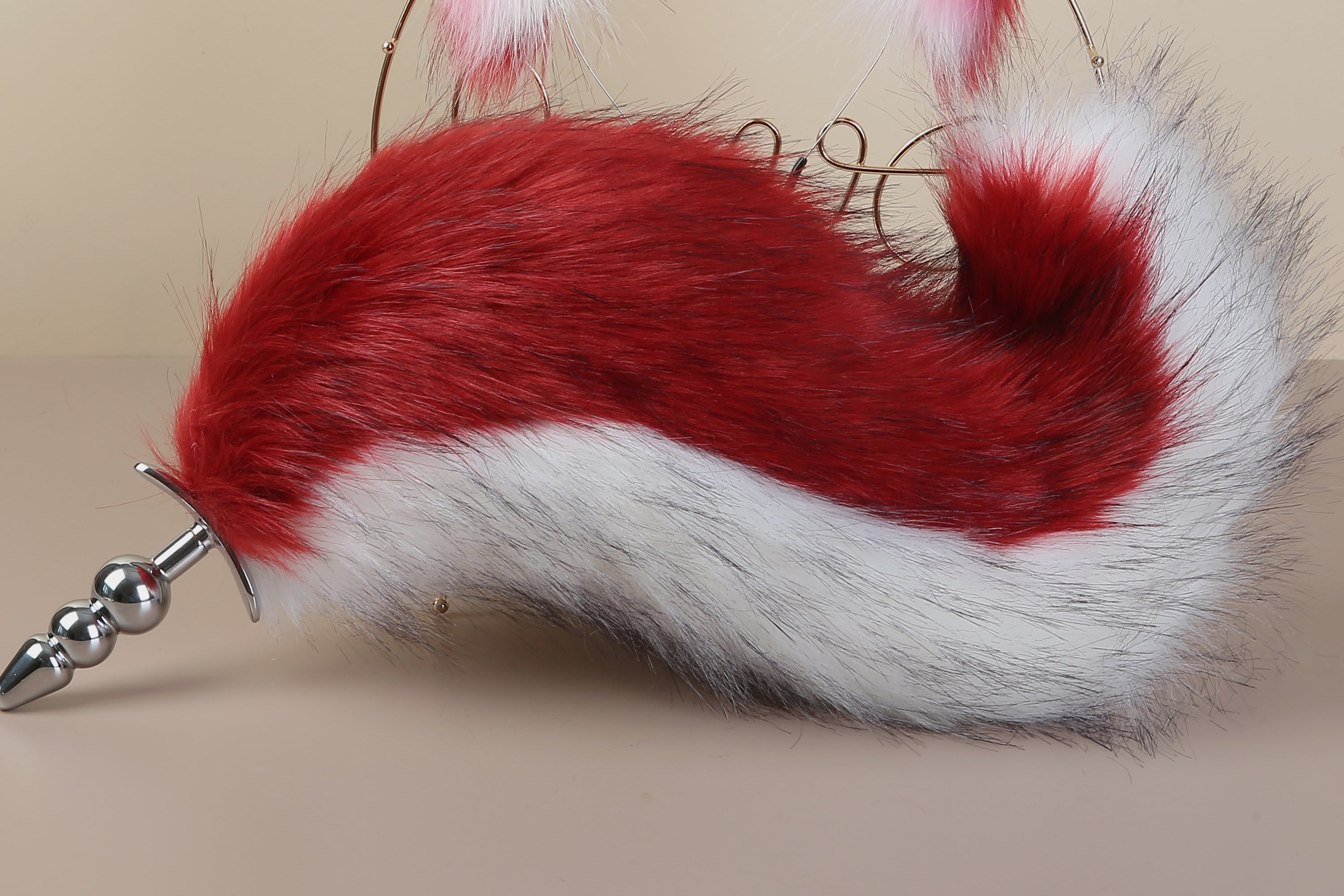 white red fox tail plug and ear set tail butt plug wolf tail buttplug tail cat ear cosplay sextoy for couple anal plug tail petplay