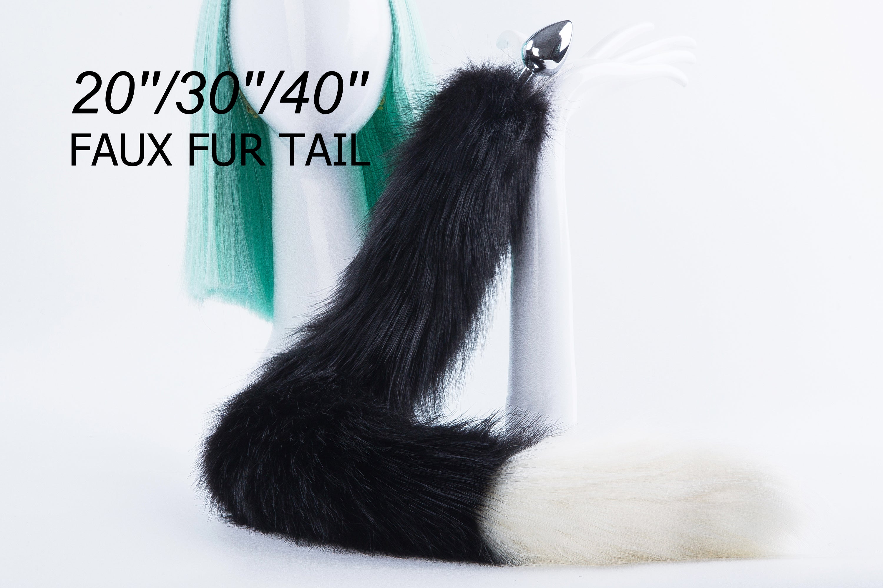 40 inch fox butt plug black tail butt plug faux fur tail plug and ear anal plug ass plug bdsm tail blug fox wolf ear cosplay sex toy