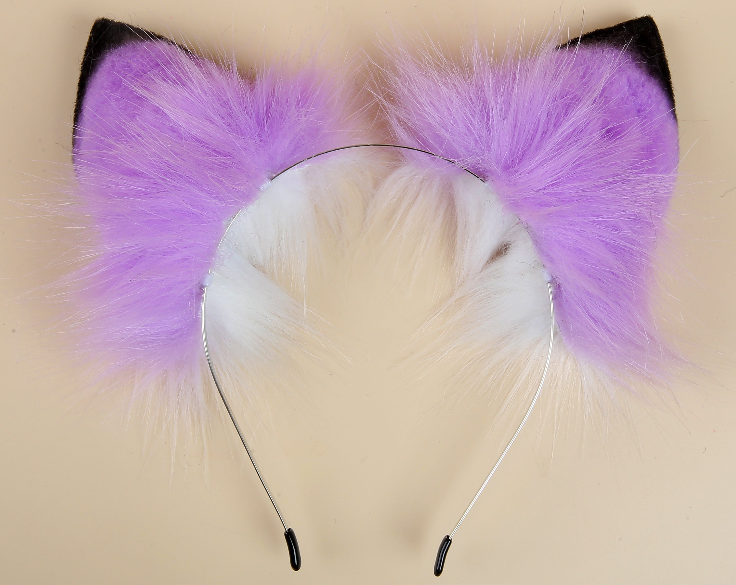 Light purple white fox tail plug and ear set curly fox tail butt plug and ear set wolf tail buttplug cat petplay bdsm cosplay anime sextoy