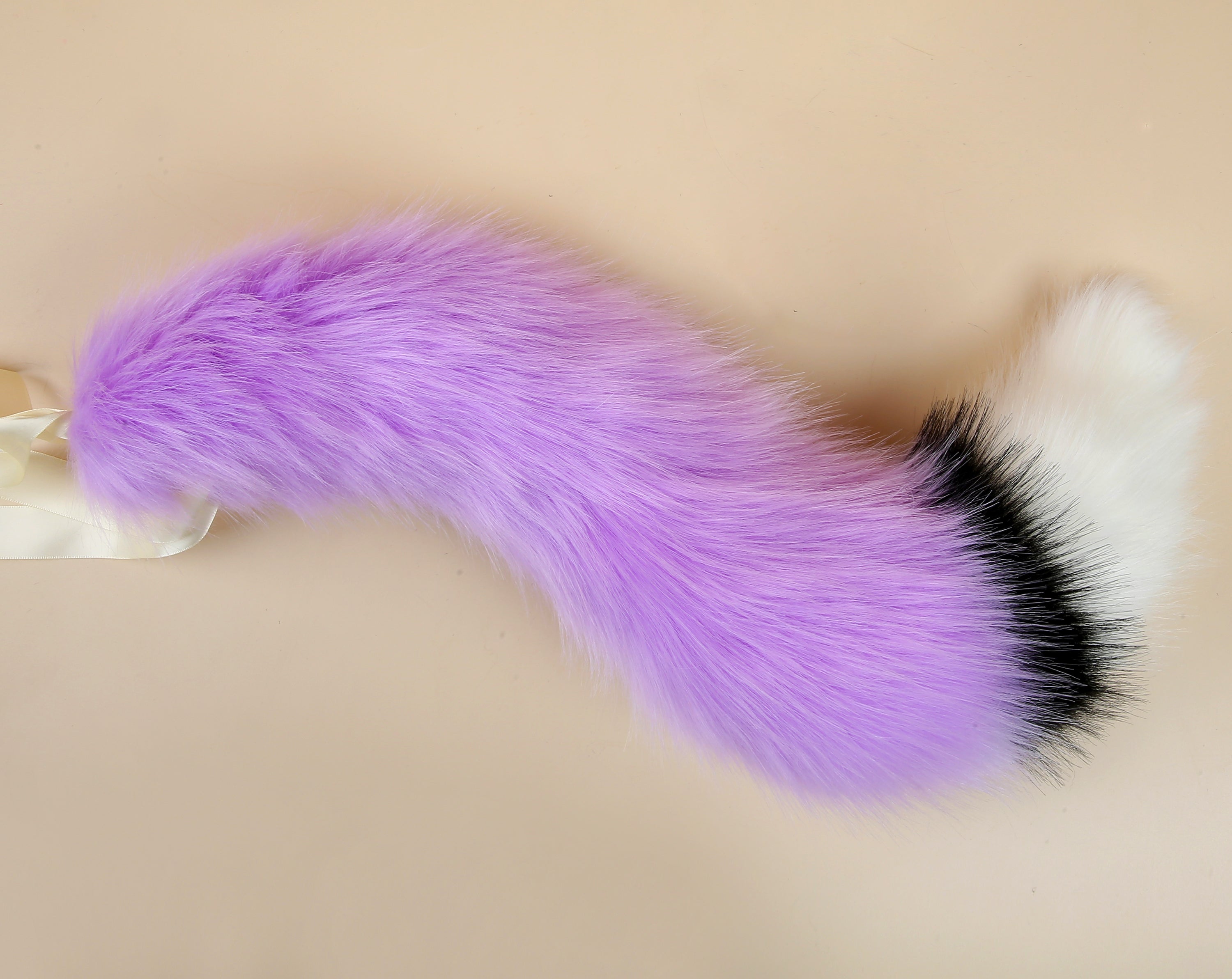 Light purple white fox tail plug and ear set curly fox tail butt plug and ear set wolf tail buttplug cat petplay bdsm cosplay anime sextoy