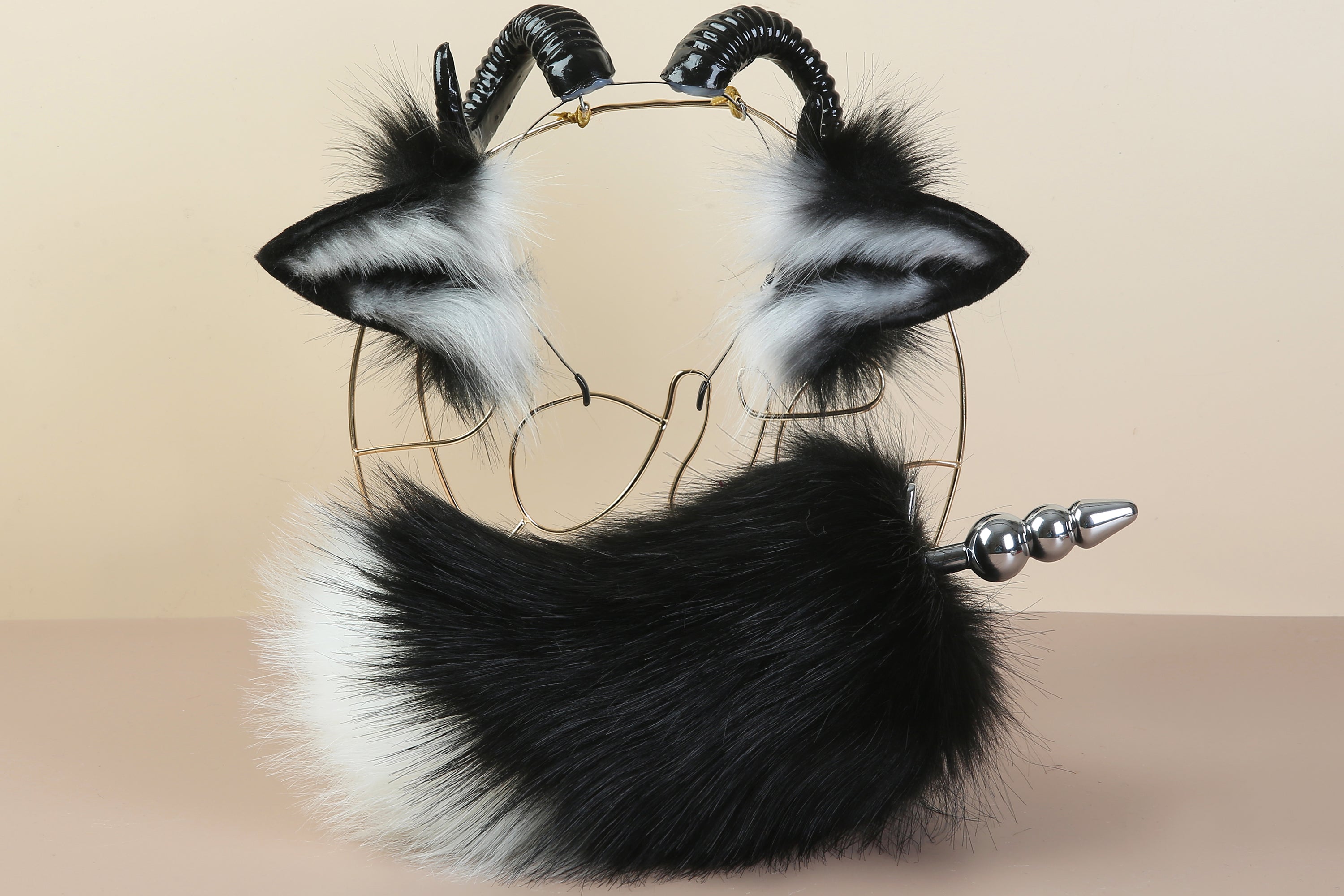 balck sheep tail plug and ear set cosplay goat ear and tail set pet play sheep tail butt plug and ear set bdsm toy sextoy for couple