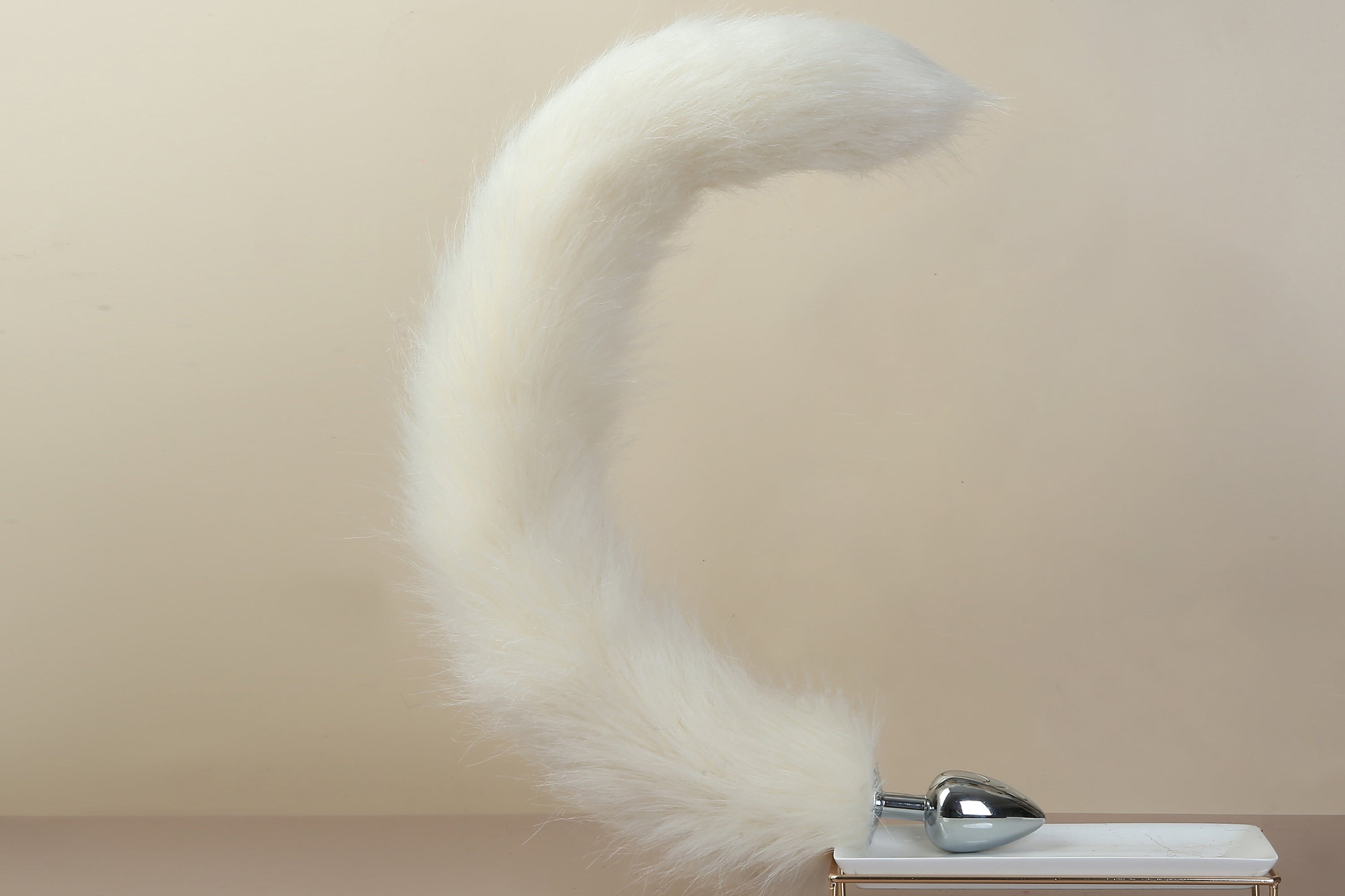 beige cat tail plug and ear set faux fur cat tail buttplug and ear neko cosplay petpaly cat ear and tail butt plug kitten play bdsm