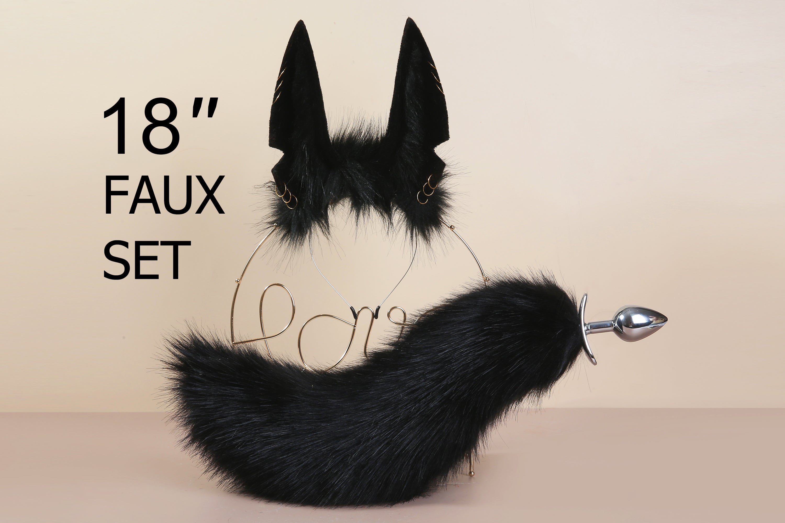 black realistic anubis ears and tail plug set-anubis wolf tail butt pl Aliriga black realistic anubis ears and tail plug set-anubis wolf tail butt pl Aliriga