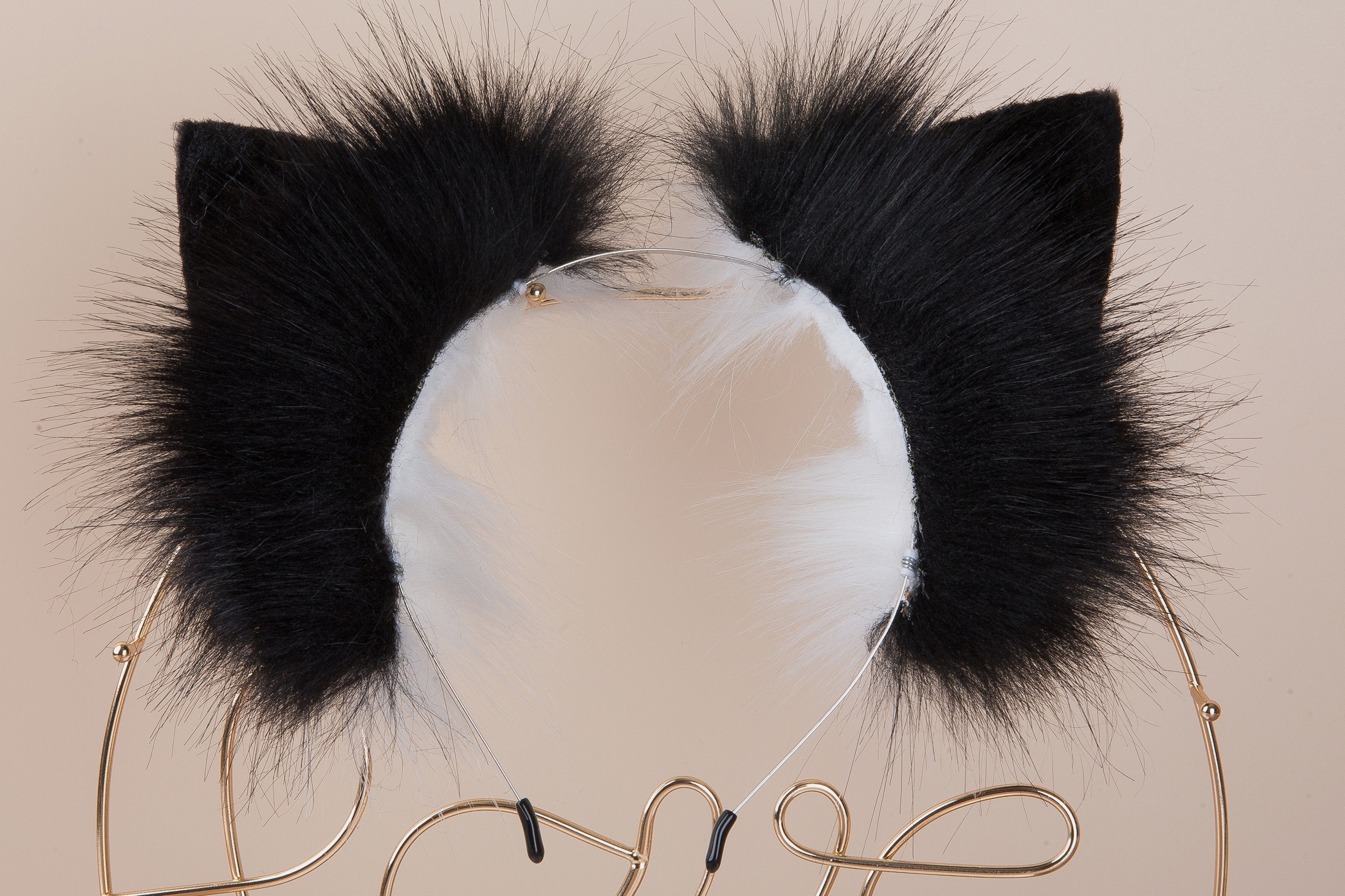 black white faux fur fox tail plug and ear set Curvy wolf tail butt plug and ear cat tail buttplug and ear neko ear Halloween gift