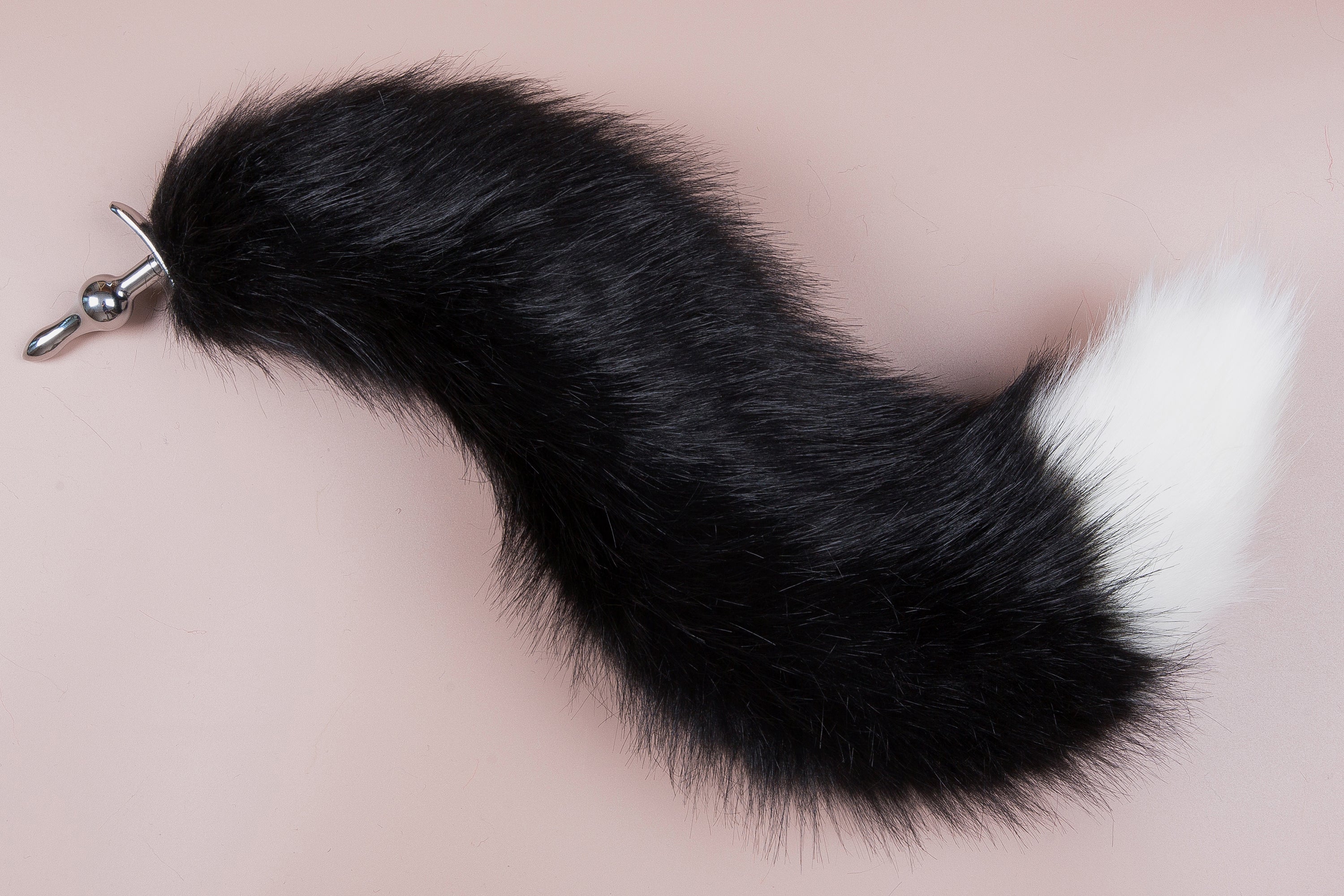 black white faux fur fox tail plug and ear set Curvy wolf tail butt plug and ear cat tail buttplug and ear neko ear Halloween gift