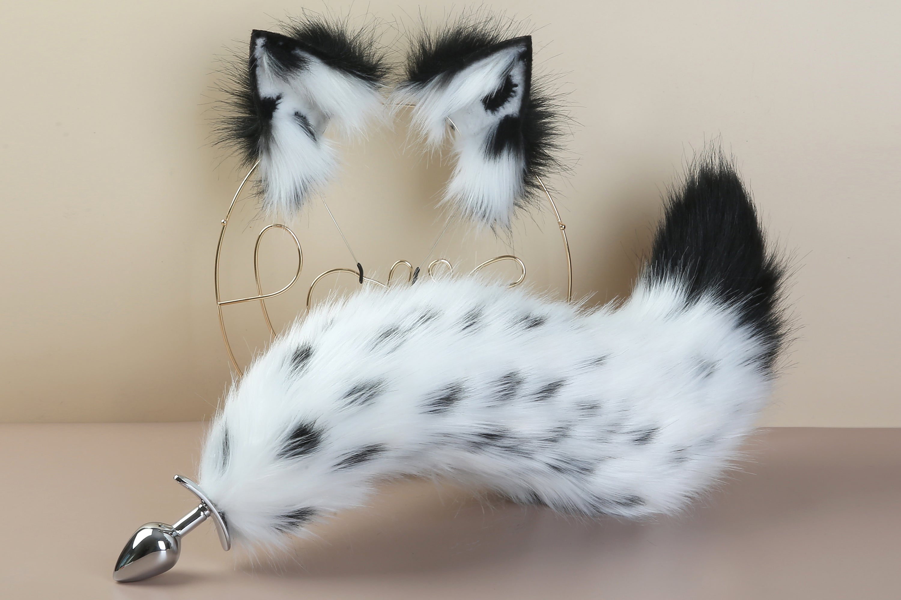 black white fox tail butt plug wolf tail plug and ear set detach anal Aliriga black white fox tail butt plug wolf tail plug and ear set detach anal Aliriga