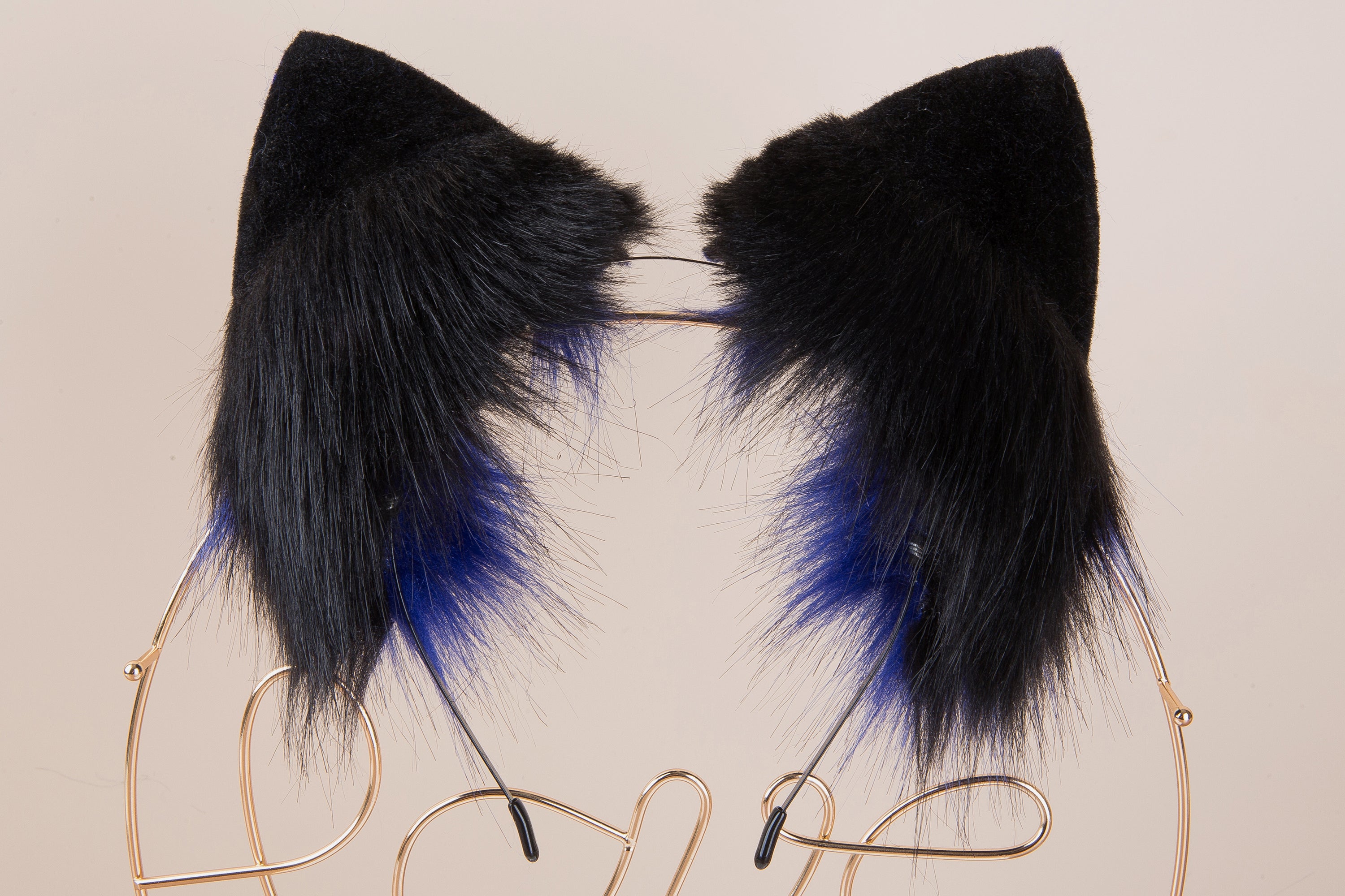 blue black faux fur fox ear neko ear cat ear headband wolf ear kitten play ear petplay ear kittenplay ear animal ear neko cosplay anime ear