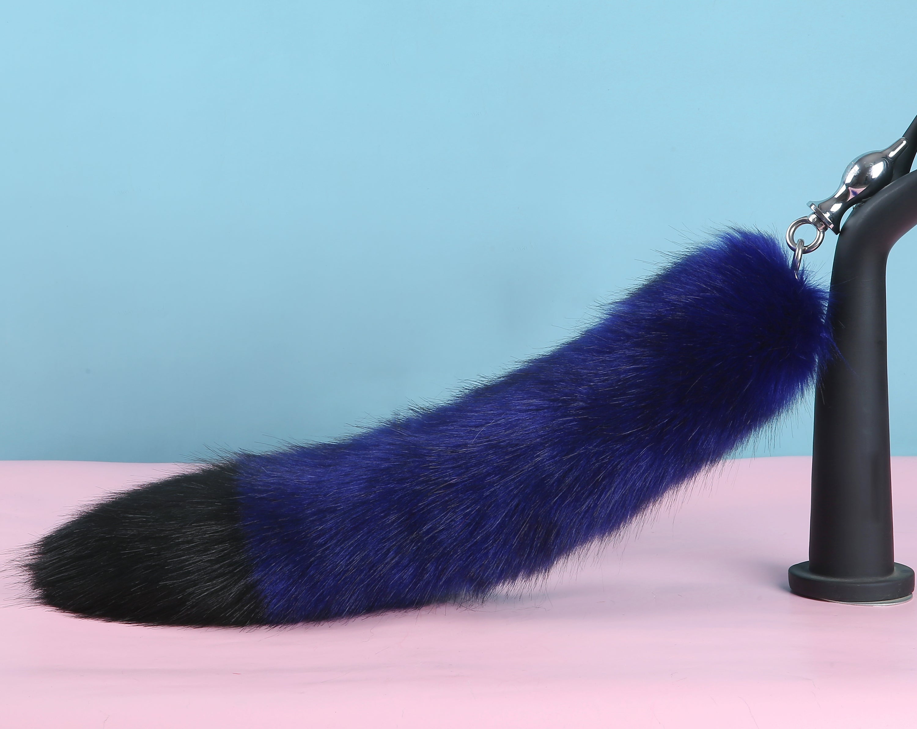 blue black tug tail plug and ear set faux fur fox tail butt plug wolf tail buttplug ddlg sex toy bdsm cat tail plug bondage petplay