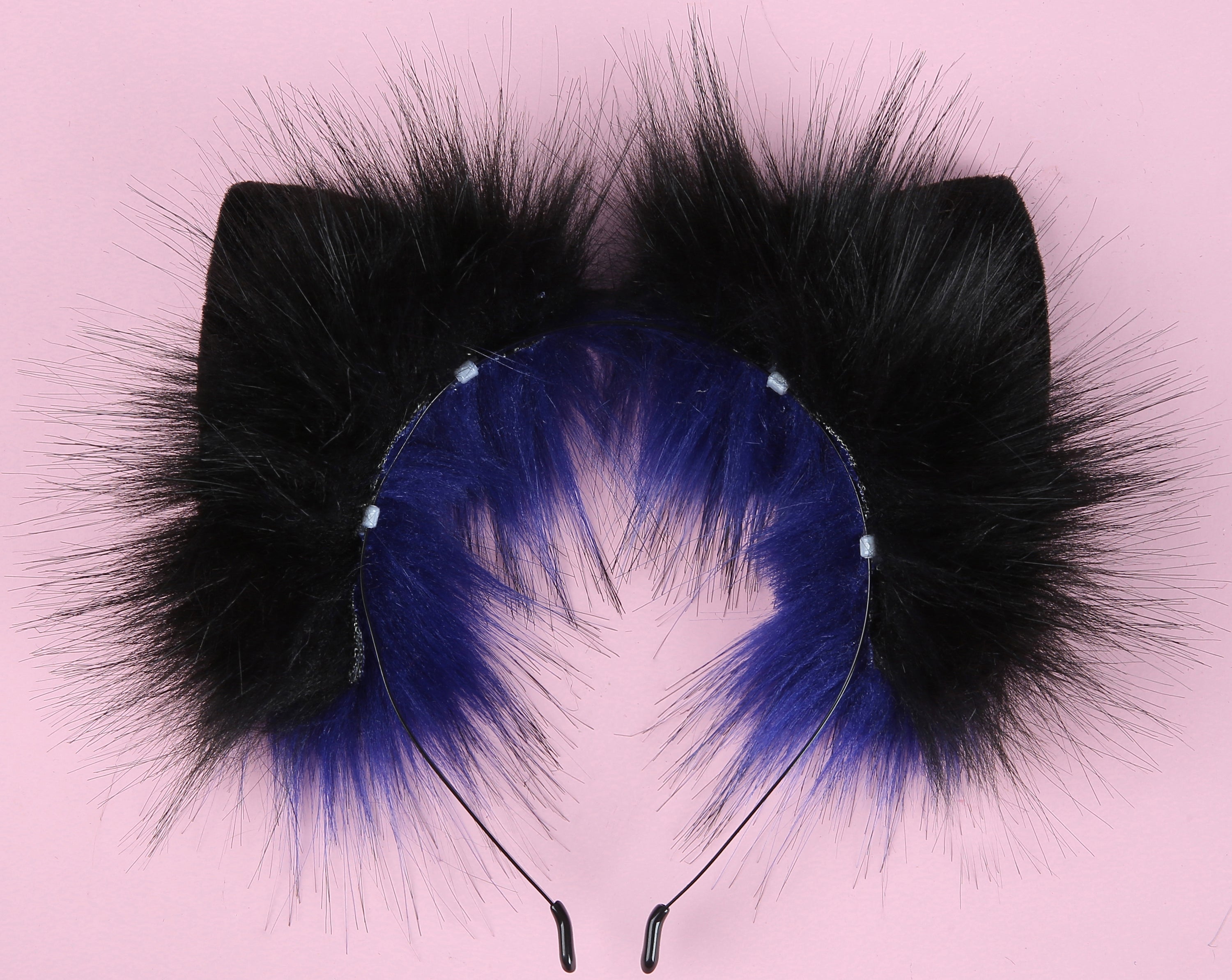 blue black tug tail plug and ear set faux fur fox tail butt plug wolf tail buttplug ddlg sex toy bdsm cat tail plug bondage petplay