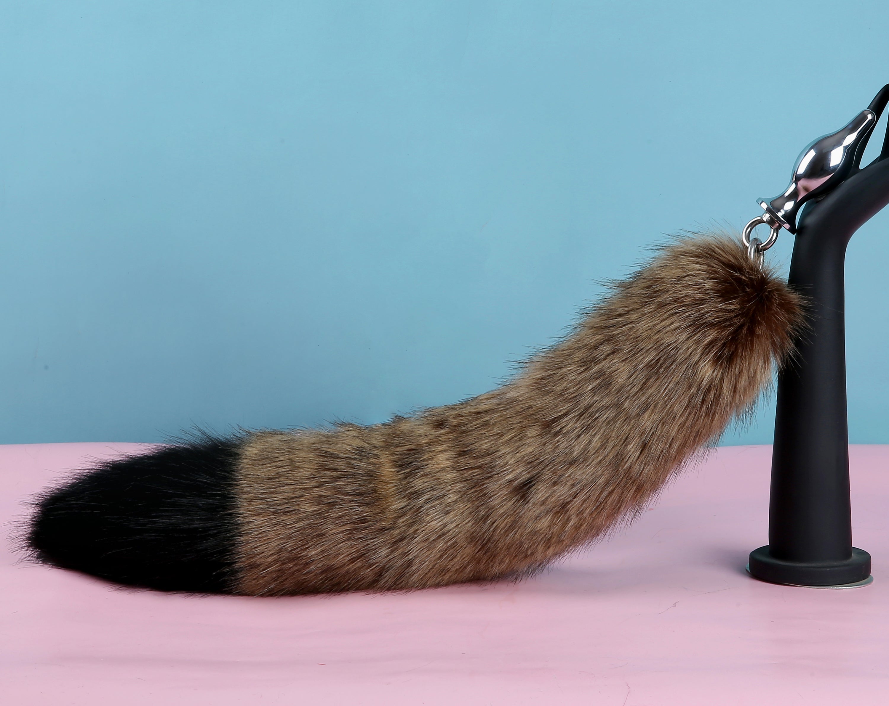 brown black tug tail plug and ear set faux fur fox tail butt plug wolf tail buttplug ddlg sex toy bdsm cat tail plug bondage petplay