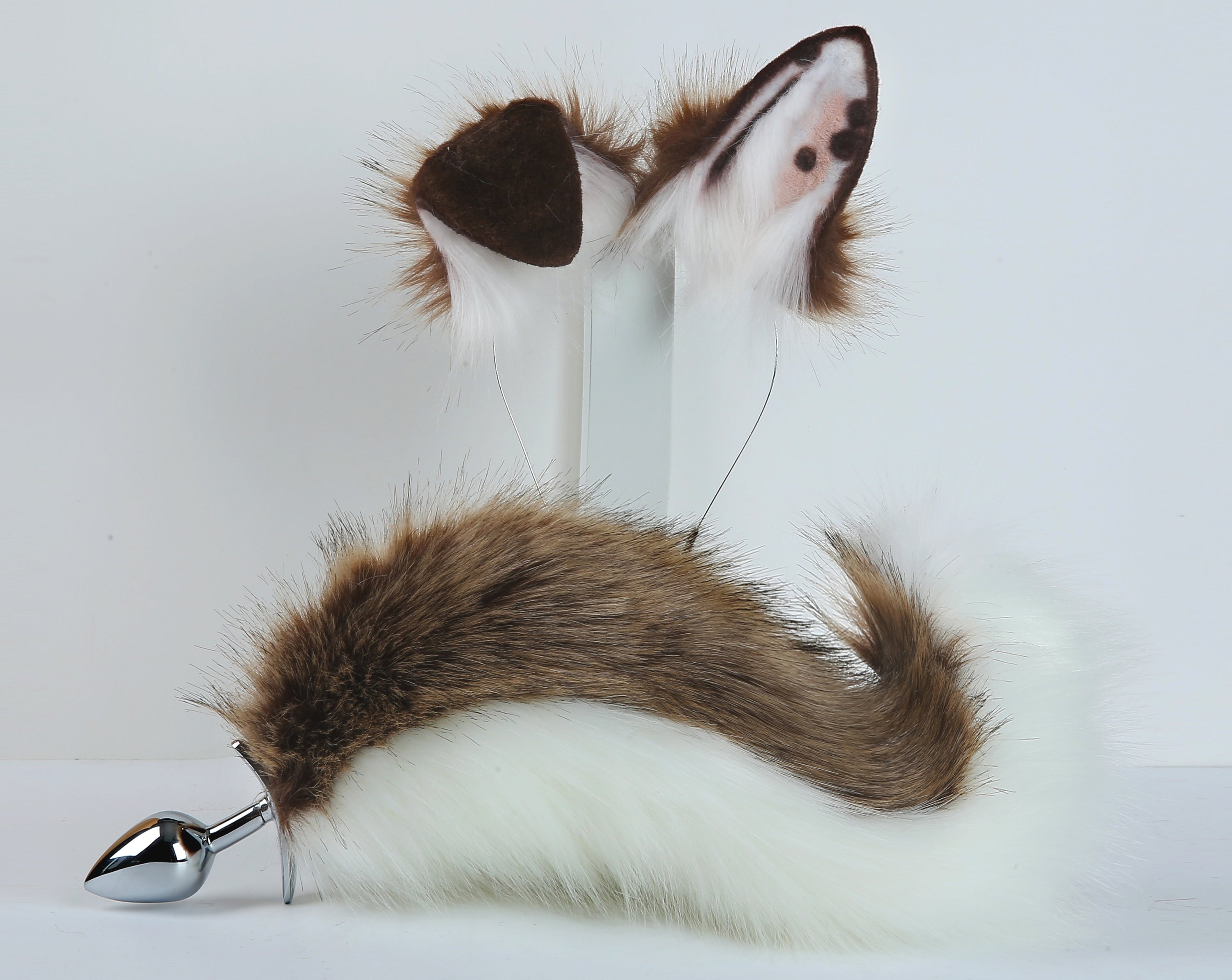 brown dog tail plug and ear set Shiba Inu tail butt plug dog tail buttplug dog ear fox tail plug wolf tail analplug cosplay sextoy