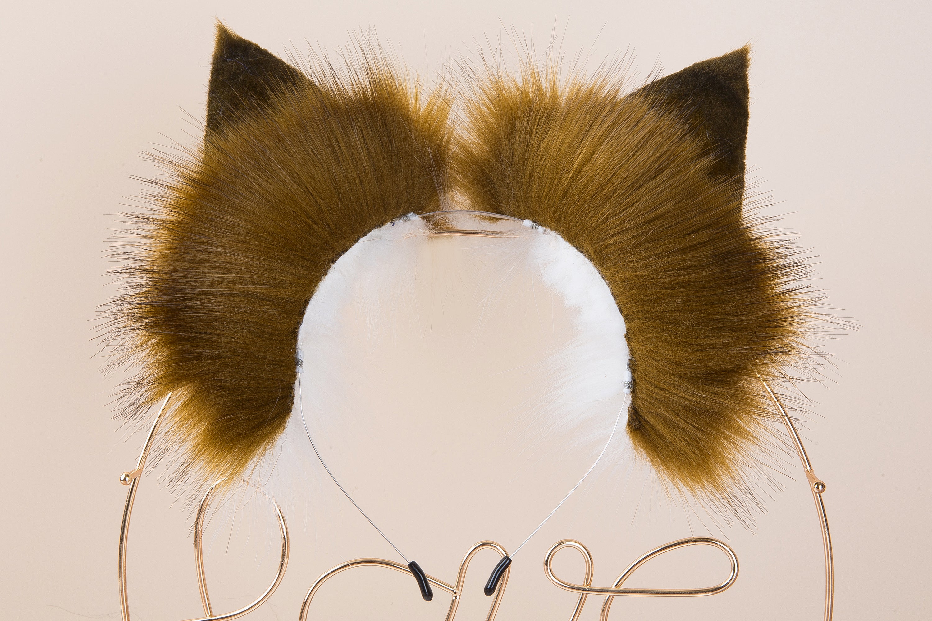 brown white faux fur fox ear neko ear cat ear headband wolf ear kitten play ear petplay ear kittenplay ear animal ear neko cosplay anime ear