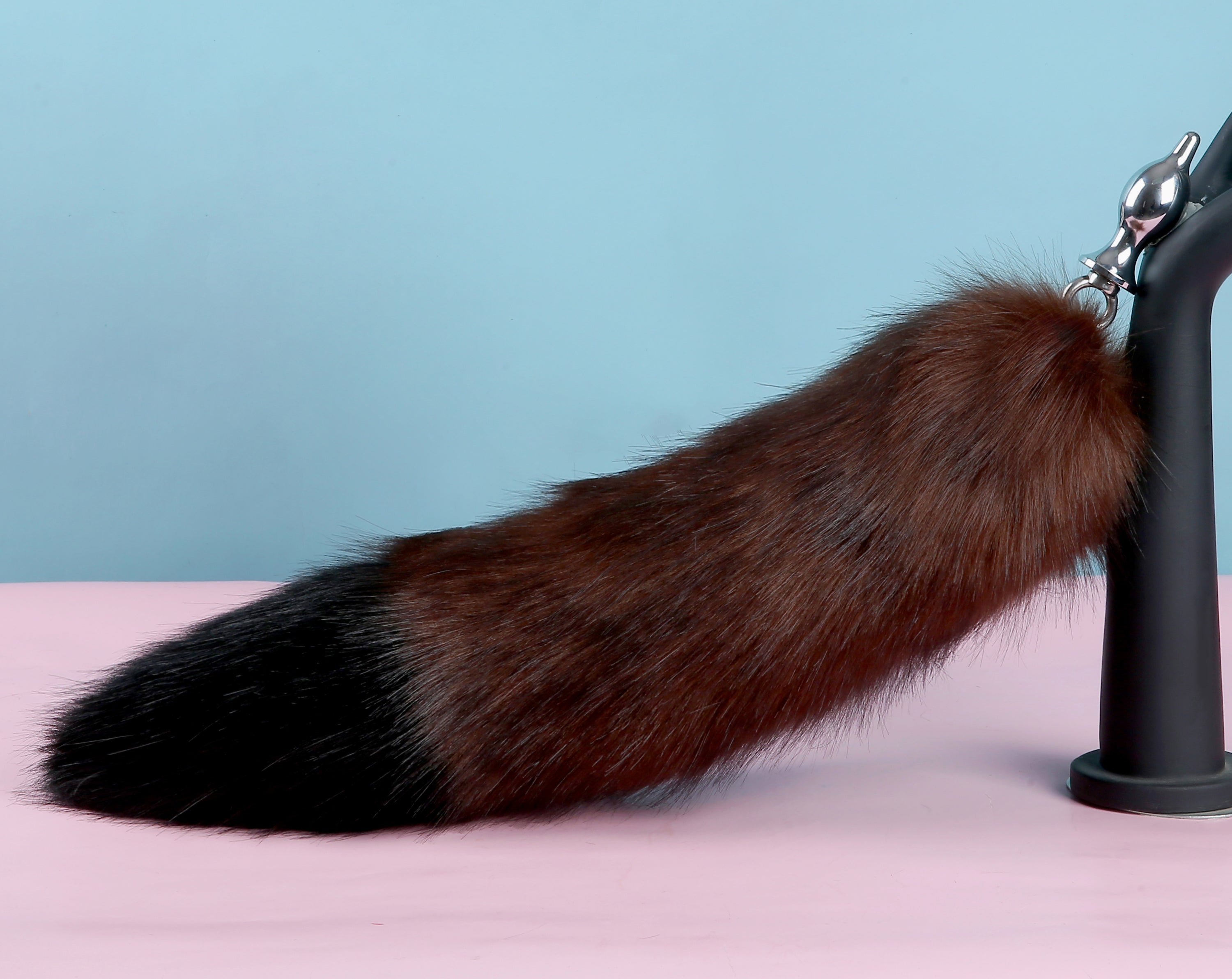 coffee black fluffy tug tail plug and ear set fluffy fox tail butt plug and ear set wolf tail buttplug sex toy bdsm cat tail petplay