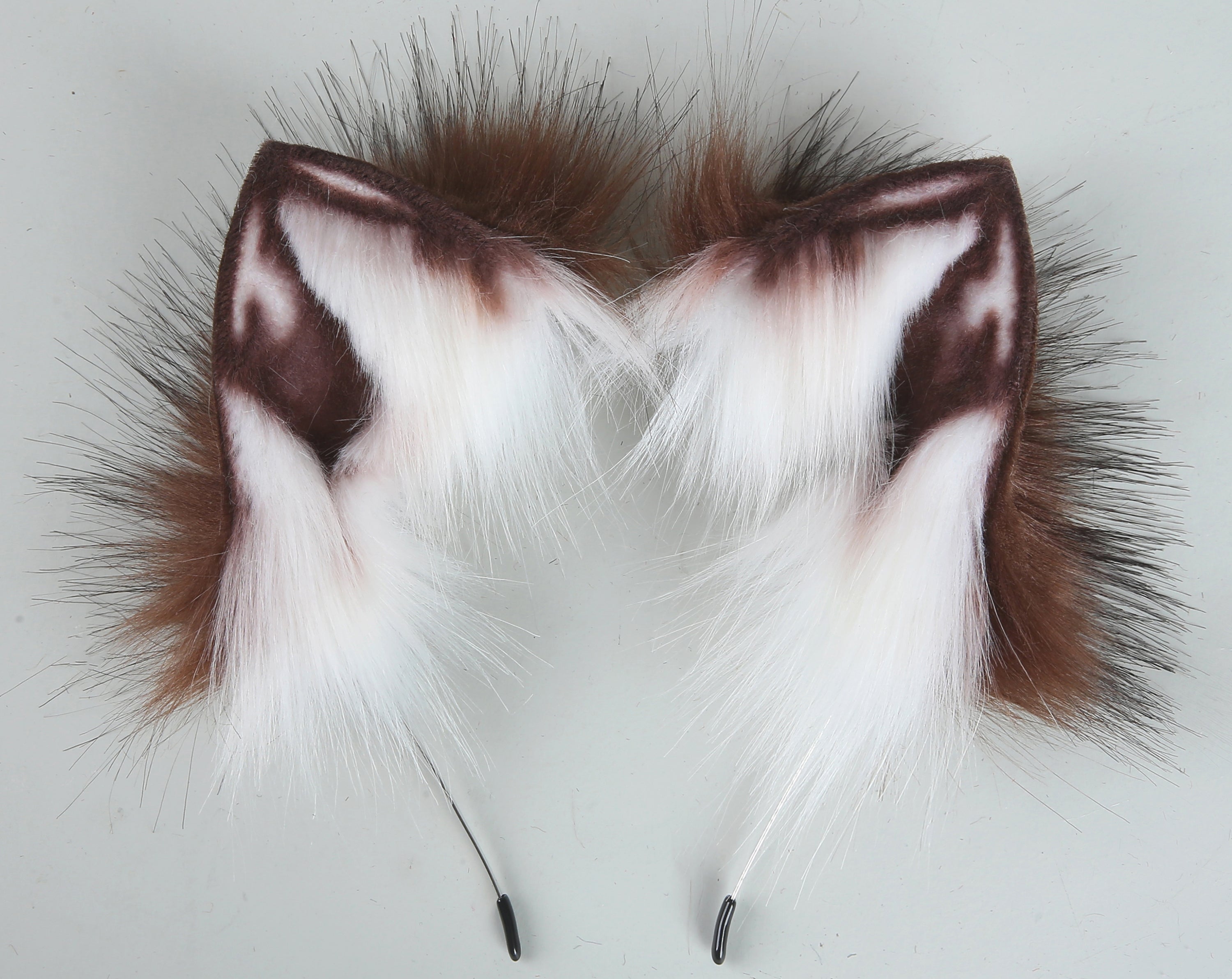 coffee black fluffy tug tail plug and ear set fluffy fox tail butt plug and ear set wolf tail buttplug sex toy bdsm cat tail petplay