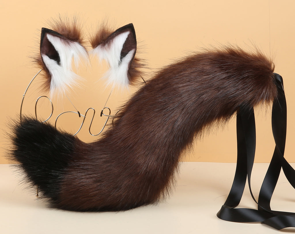 fox ear and tail butt plug tail buttplug fox tail plug and ear kitten