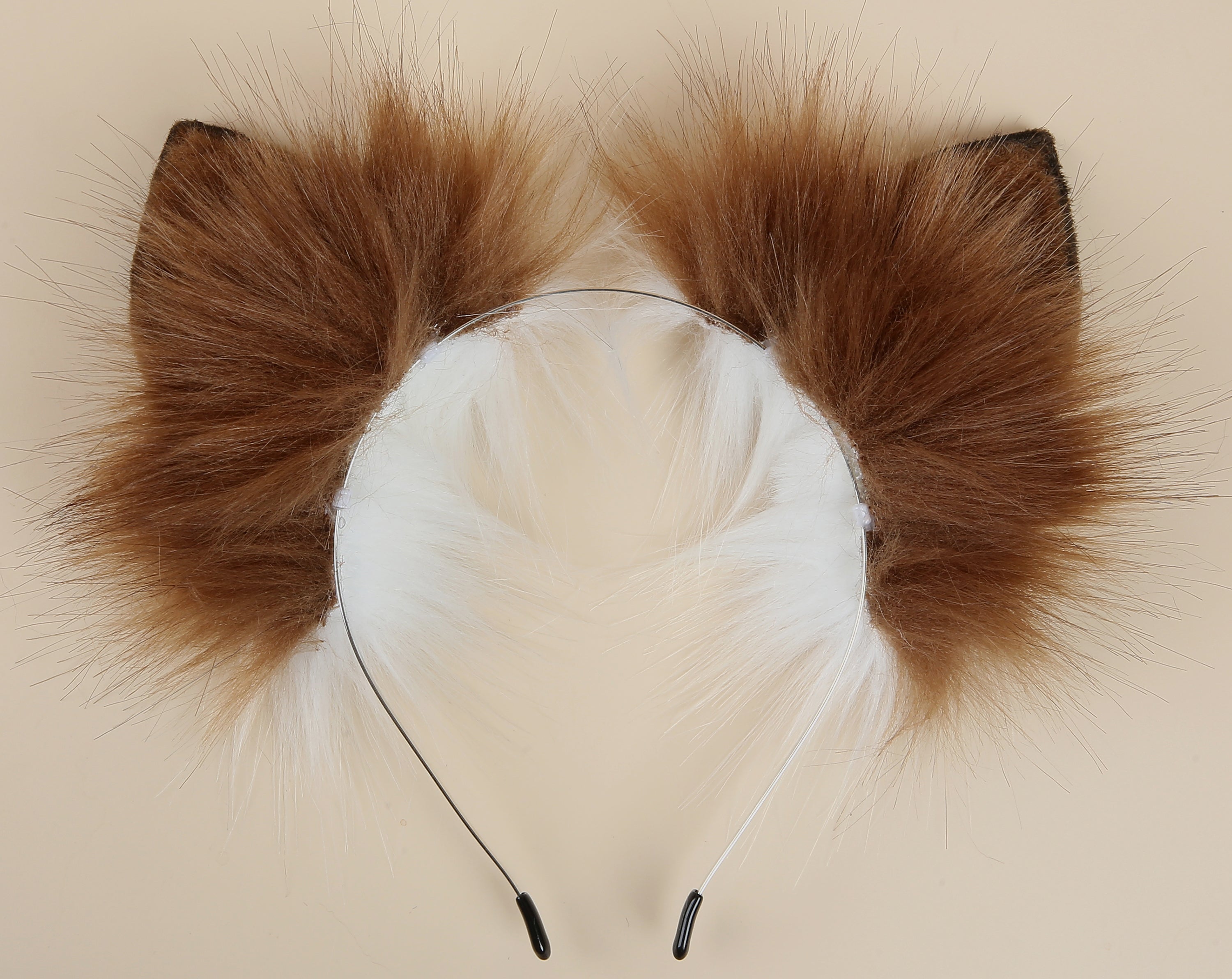 faux fur curly fox tail plug and ear and tail plug set wolf tail buttplug and ear kitten play set cosplay ear and tail plug T shaped tail plug and ear