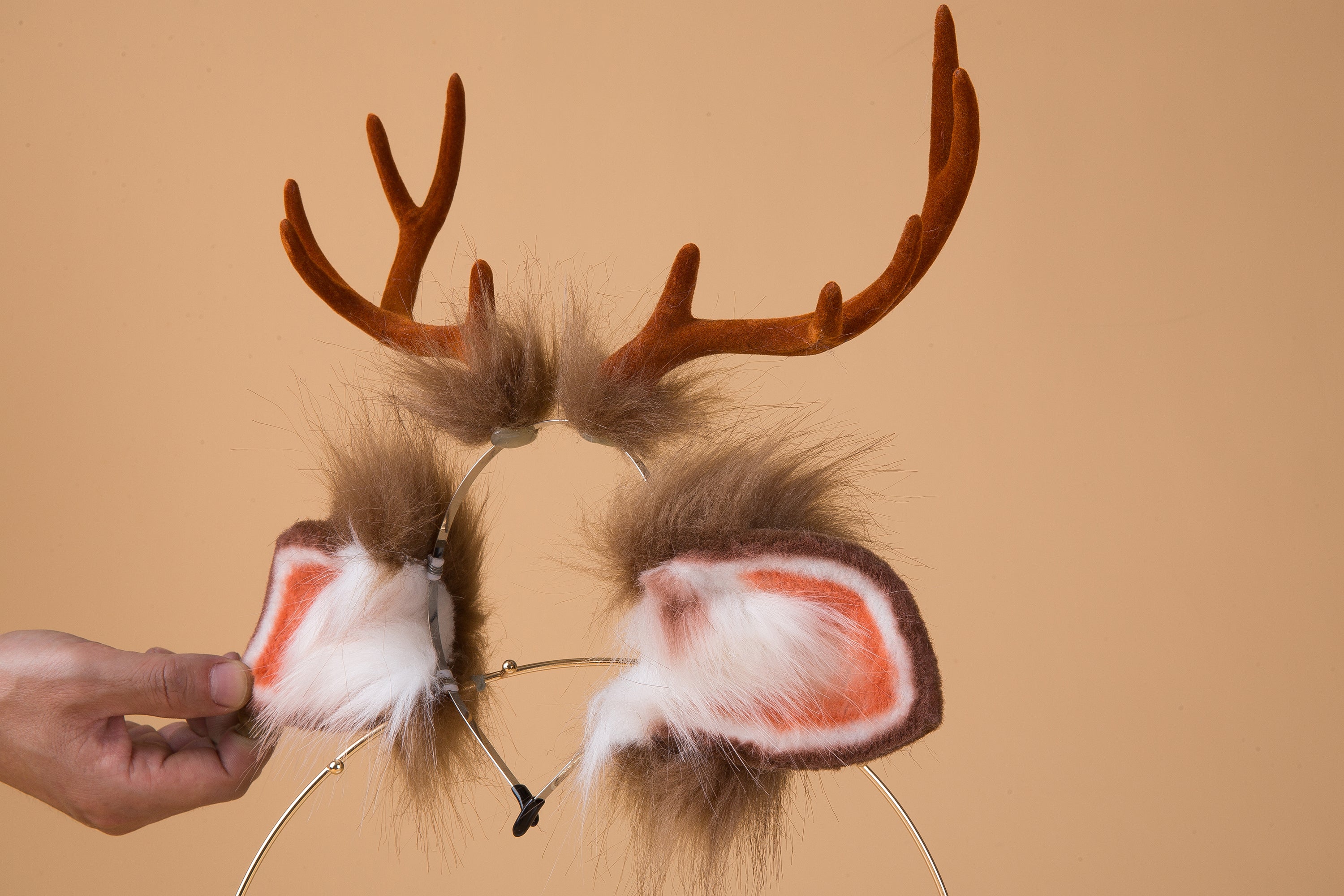 coffee faux fur deer tail plug and ear animal ear fawn ear and tail set anime cosplay deer kemonomimi