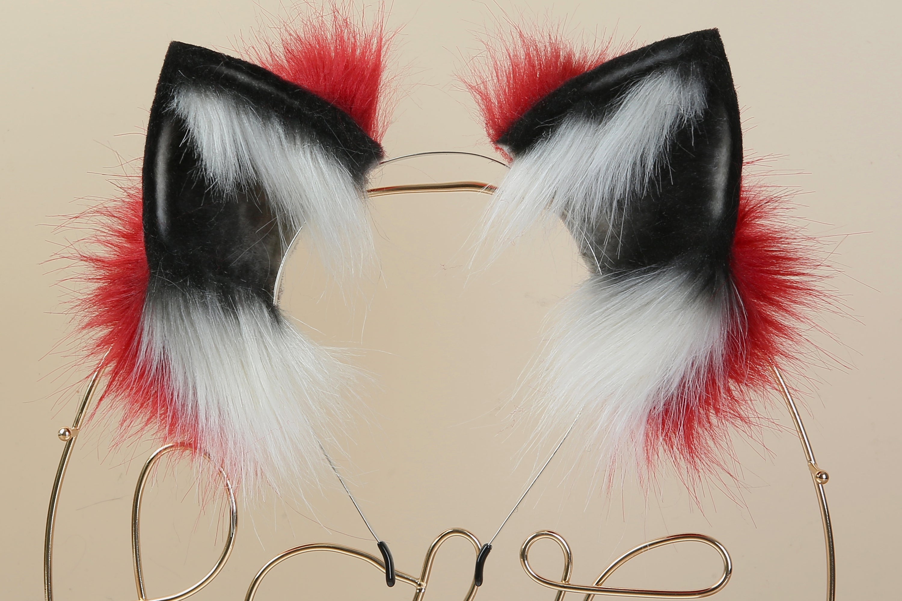 faux fur black red fox tail plug and ear set wolf tail butt plug and ear cat tail buttplug and ear neko cosplay ear sextoy for couple