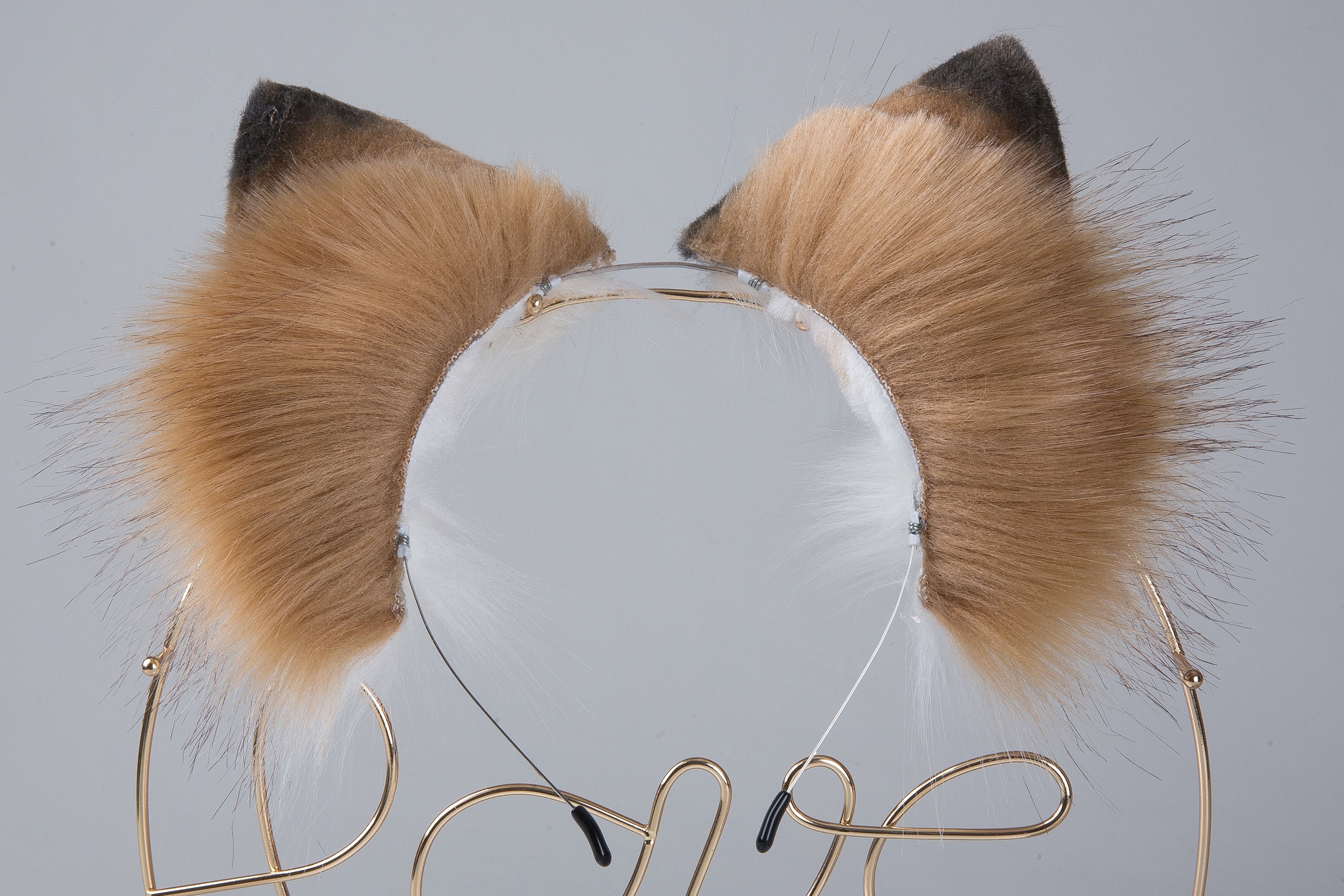 faux fur fox ear neko ear cat ear headband wolf ear kitten play ear petplay ear kittenplay ear animal ear neko cosplay anime ear brown white