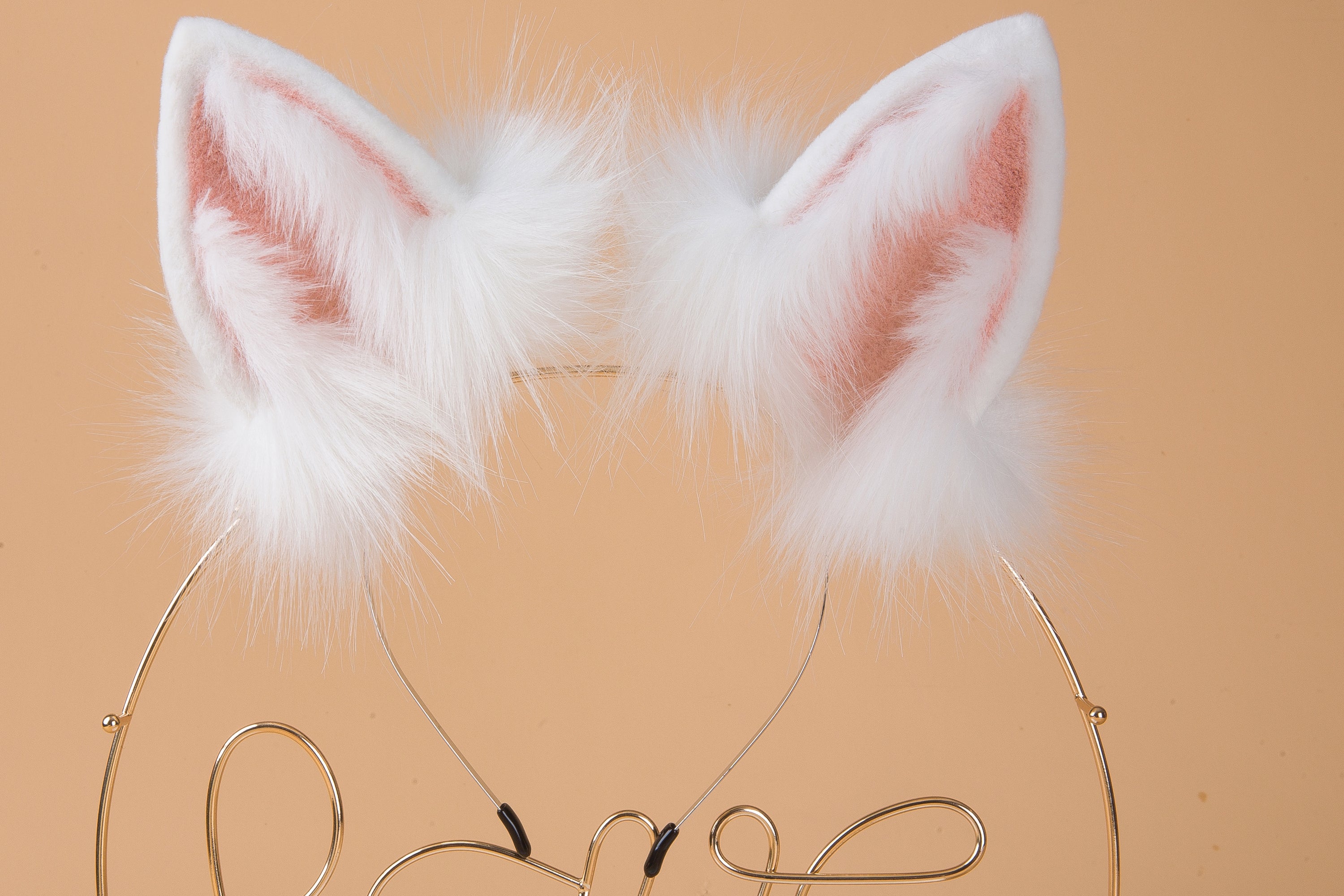 faux fur white bunny tail plug and ear set neko cosplay anime cosplay neko ear and tail kitten play rabbit tail butt plug and ear set