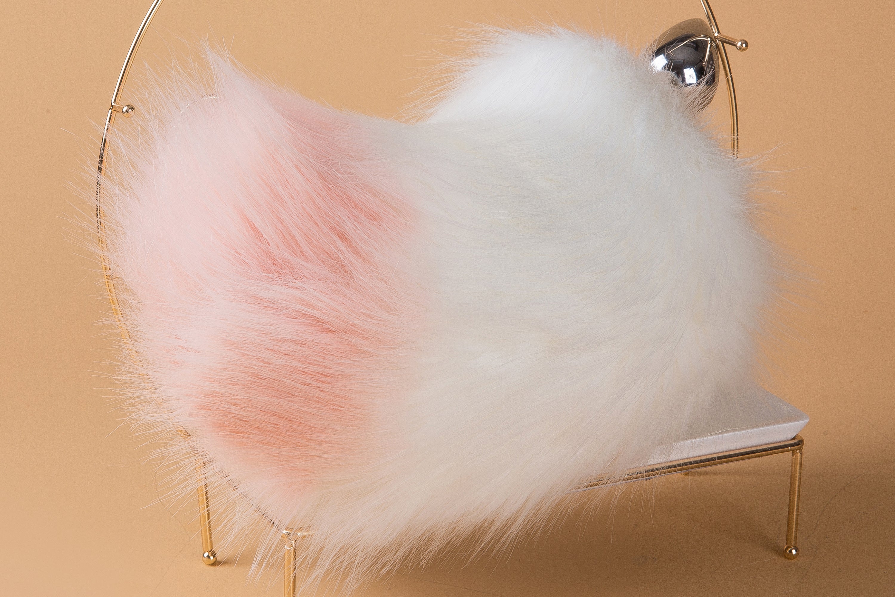 faux fur white sheep tail plug and ear set neko cosplay anime cosplay neko ear and tail kitten play sheep tail butt plug and ear set