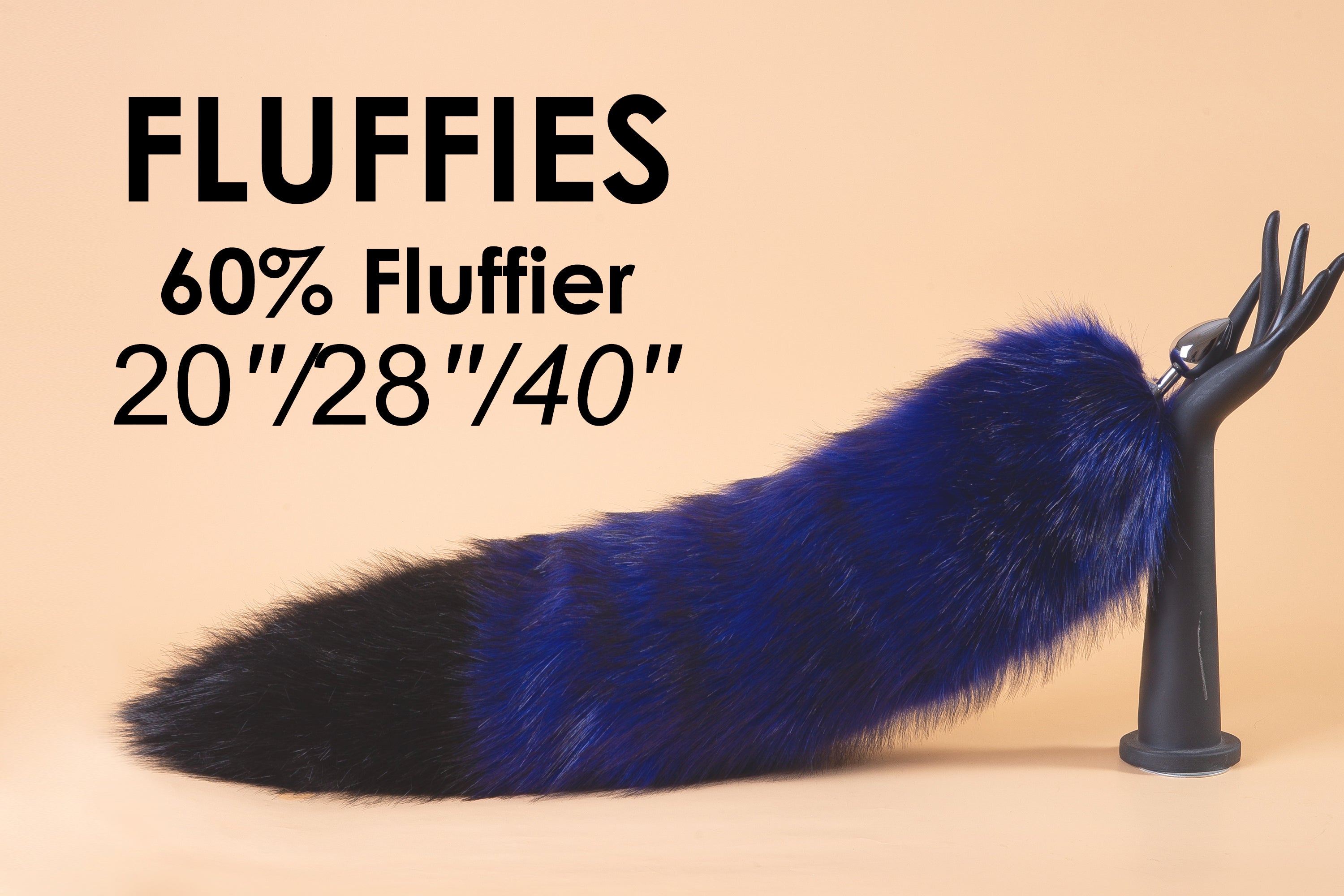 fluffy blue black faux fox tail plug detach metal butt plug silicone wolf tail butt plug tail kitten play petplay tail anal plug ass