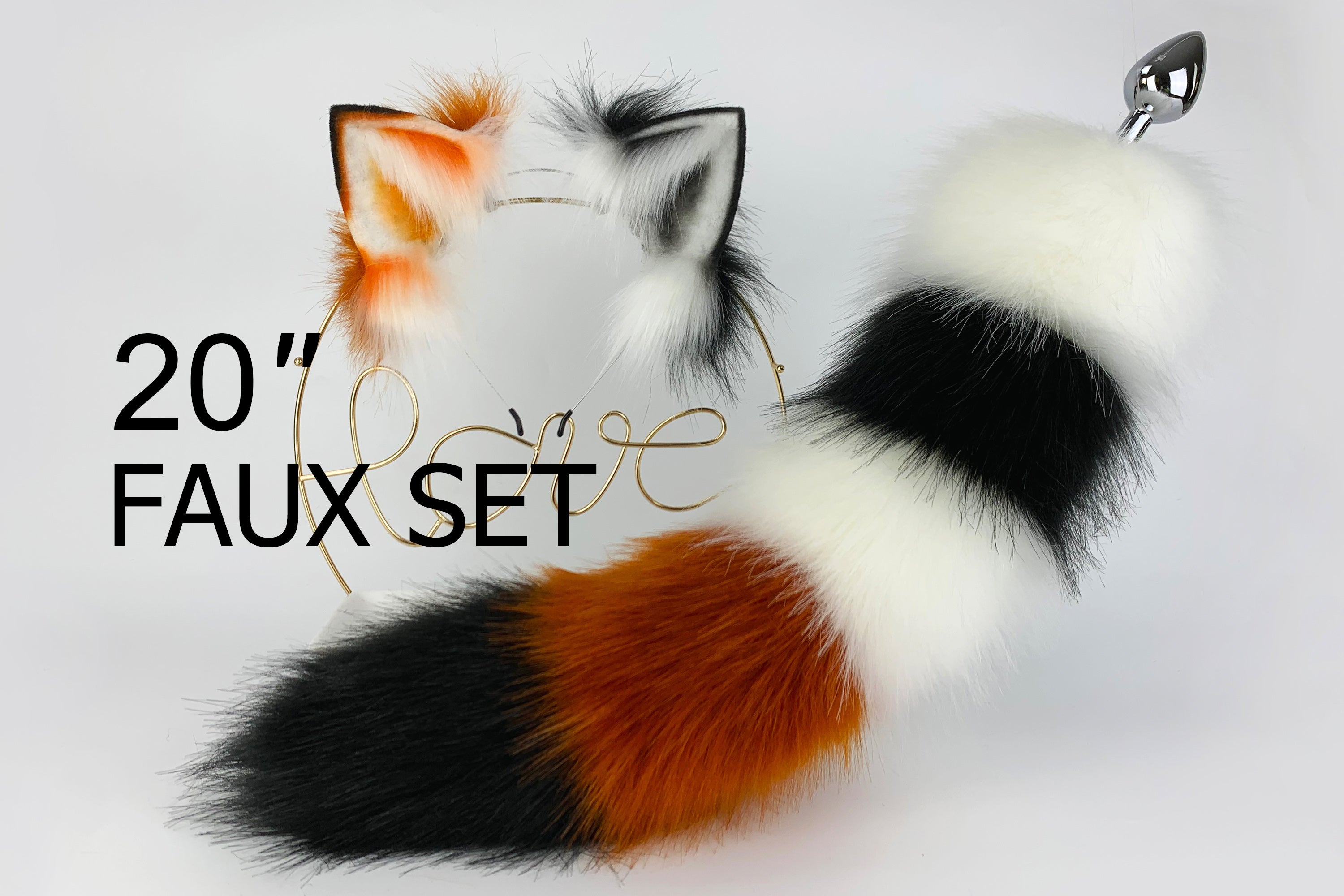 fox ear and tail plug set wolf ear and tail plug set cat ear and tail butt plug stripe tail butt plug petplay kittenplay fox cosplay mature