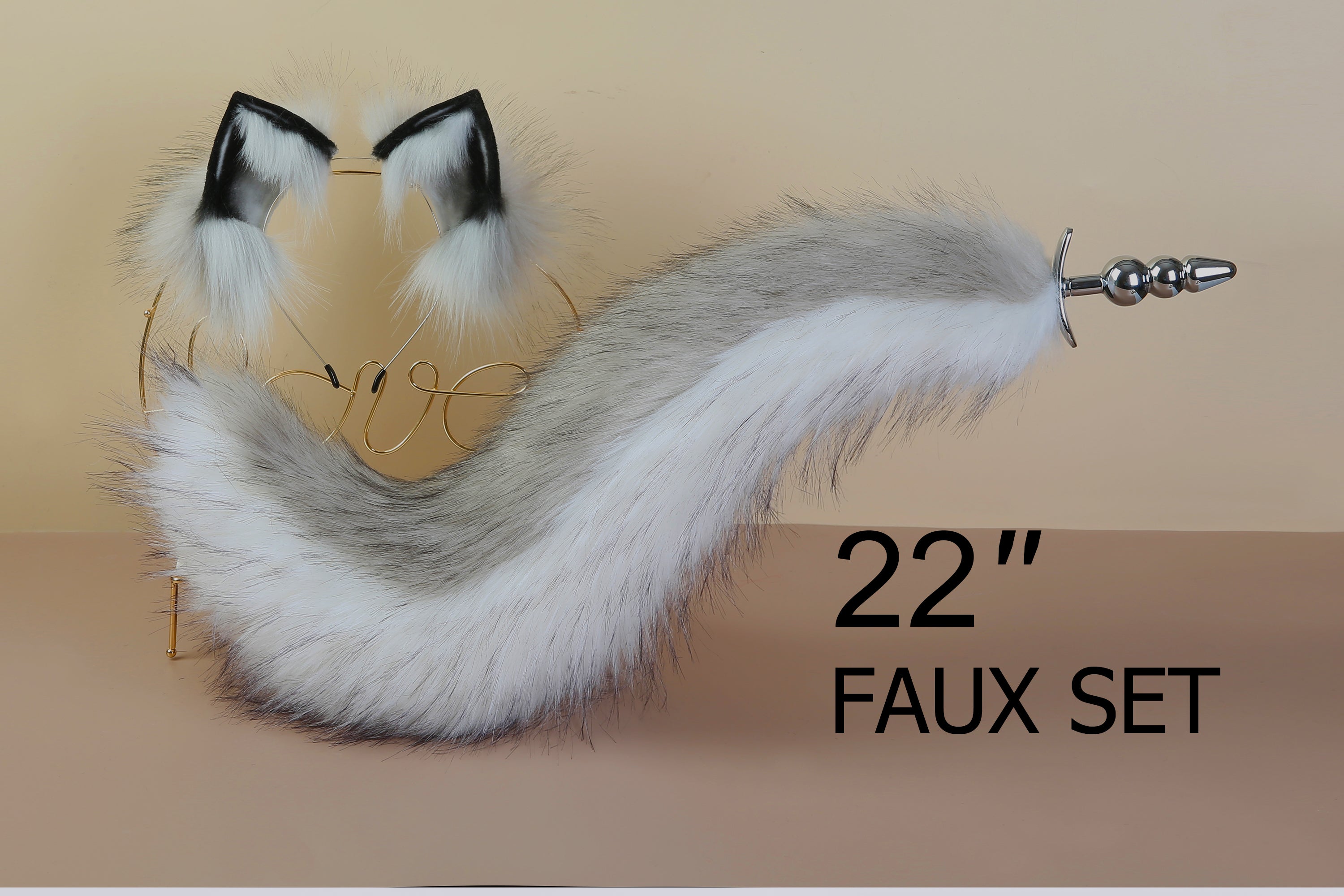 fox tail plug and ear neko petplay wolf tail butt plug tail and ear plug set kitten tail buttplug bdsm anime sex toy anal plug tail