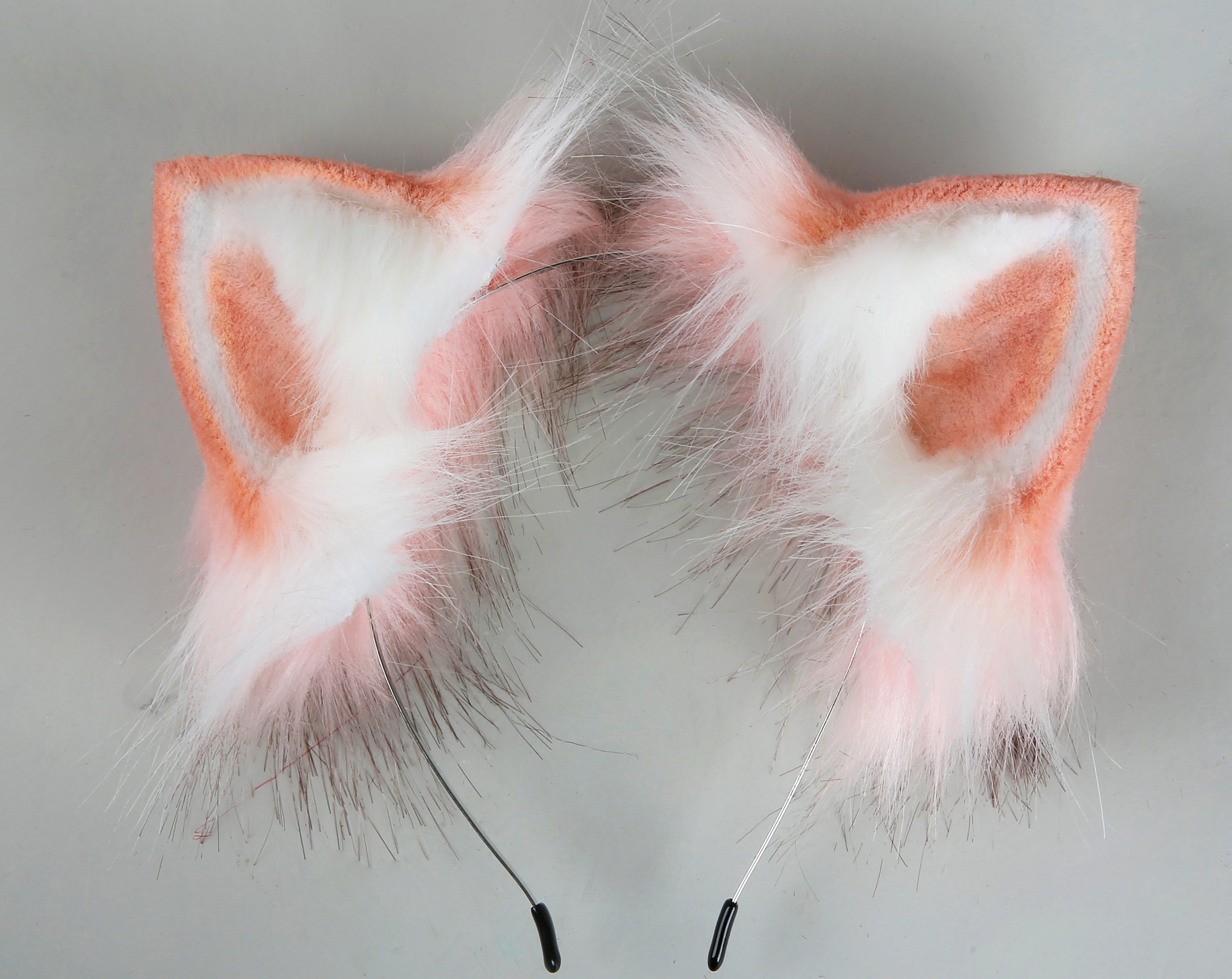 fox tail plug and ear set pink white fox ear wolf tail butt plug tail buttplug petplay sextoy detach anal plug tail kittenplay ear