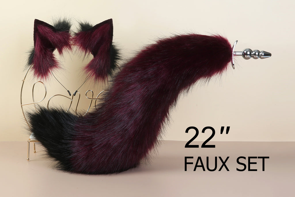 fox tail plug and ear set wolf tail butt plug tail cat tail