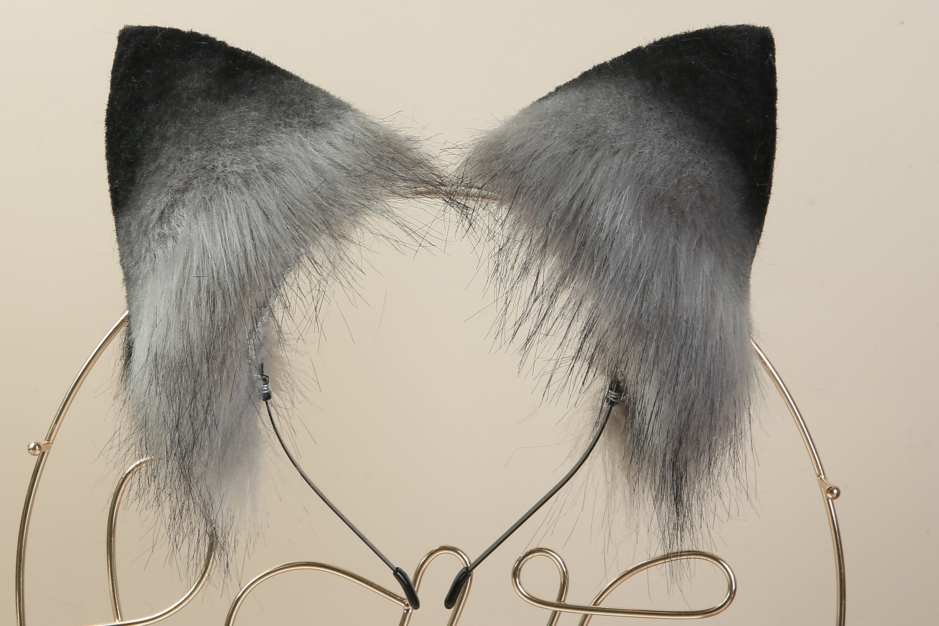 gray fox tail plug and ear set wolf tail buttplug and ear fox tail butt plug tail kitten ear petplay anal plug ass sextoyfor couple