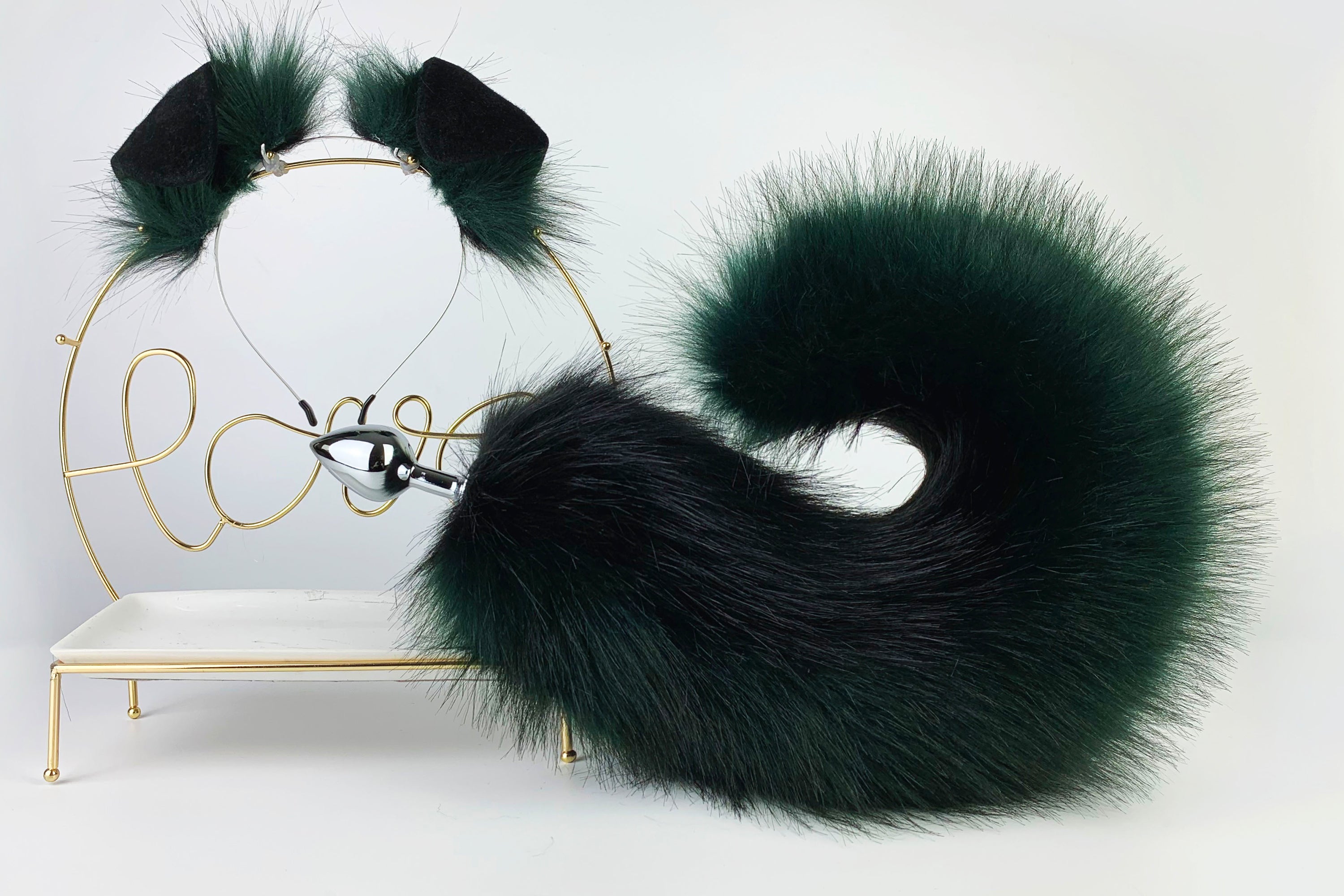 green black puppy ear and tail set Shepherd dog ear and tail plug set Aliriga green black puppy ear and tail set Shepherd dog ear and tail plug set Aliriga