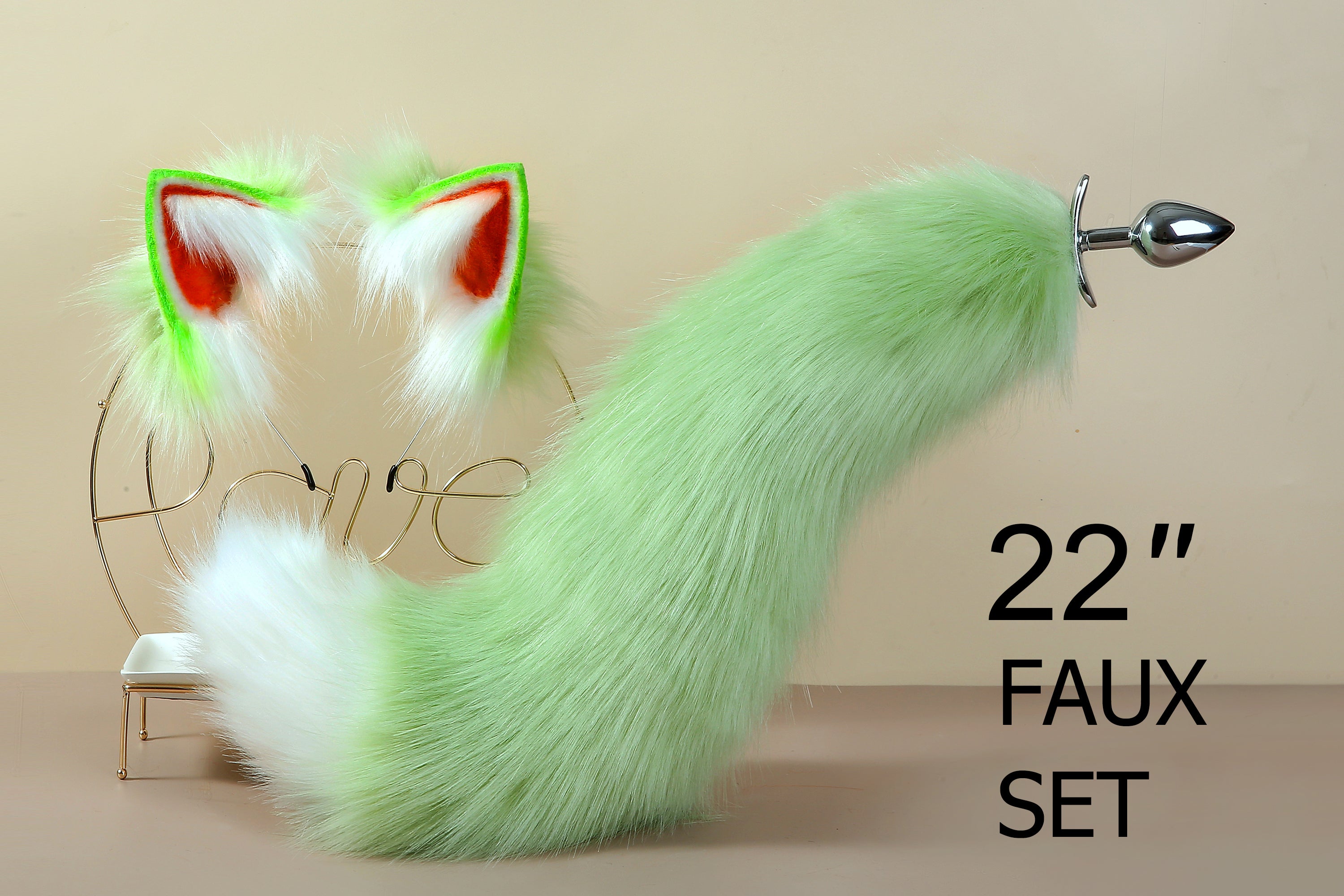 green fox ear and tail plug set fox tail butt plug wolf tail buttplug with tails kitten anime cosplay cat ear and tail set petplay mature