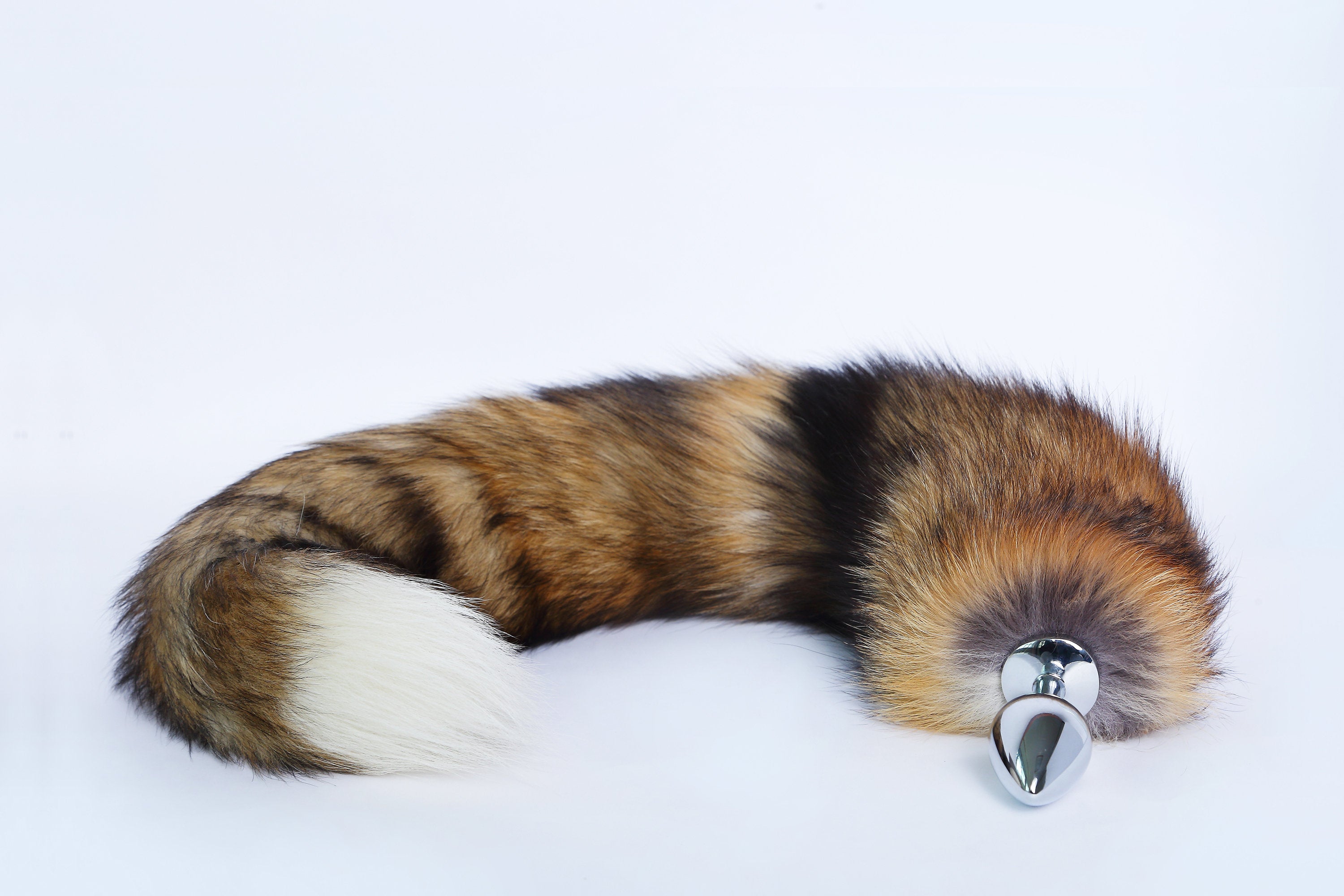 real fox tail plug brown - long fox tail butt plug tail - fox dildo - anal plug - costume fox fur tail plug - couple sex toy- ddlg