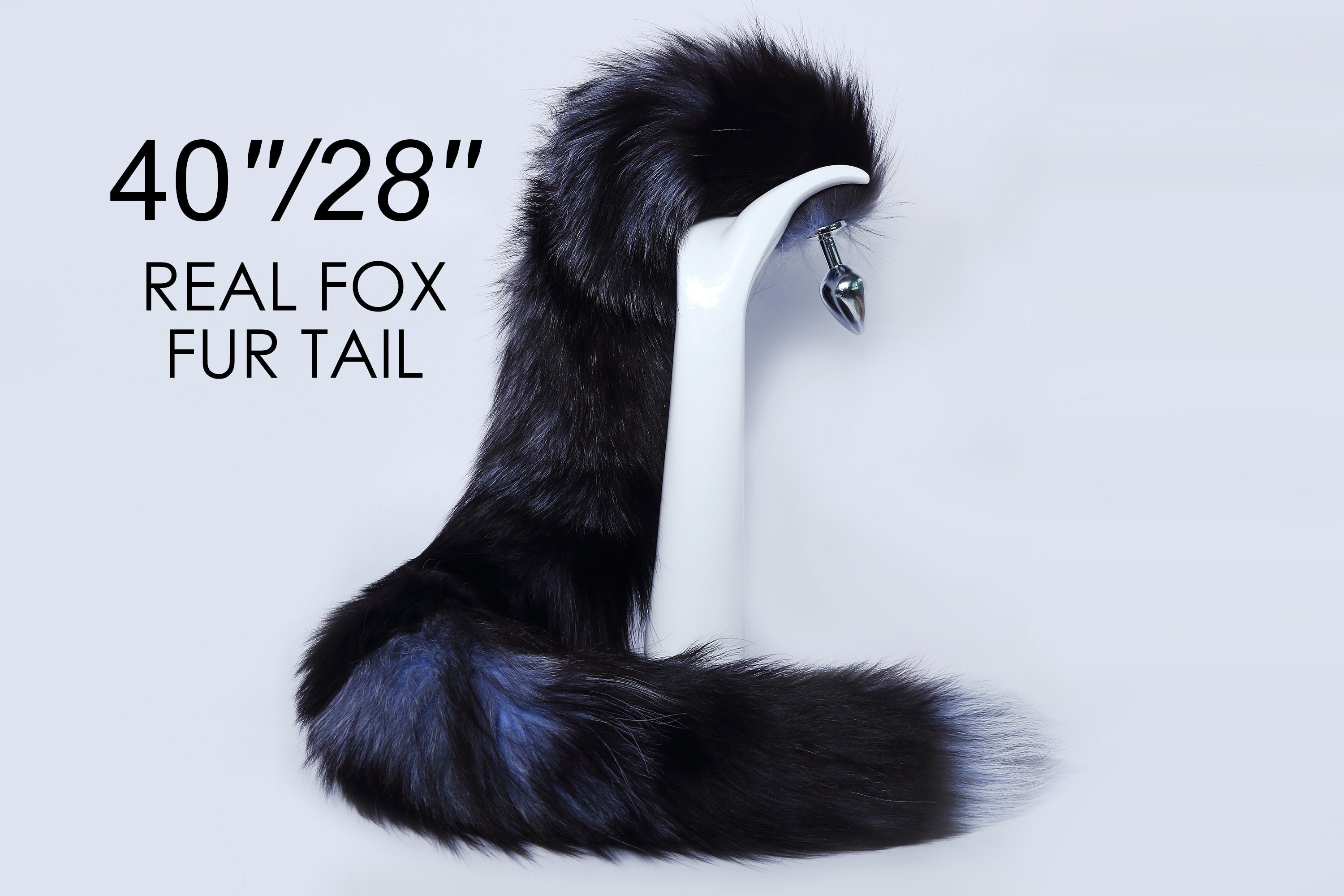 long fox tail plug - real fox tail butt plug tail - fox dildo anal plug - costume fox butt plug - fox fur tail plug - ddlg - sex toy