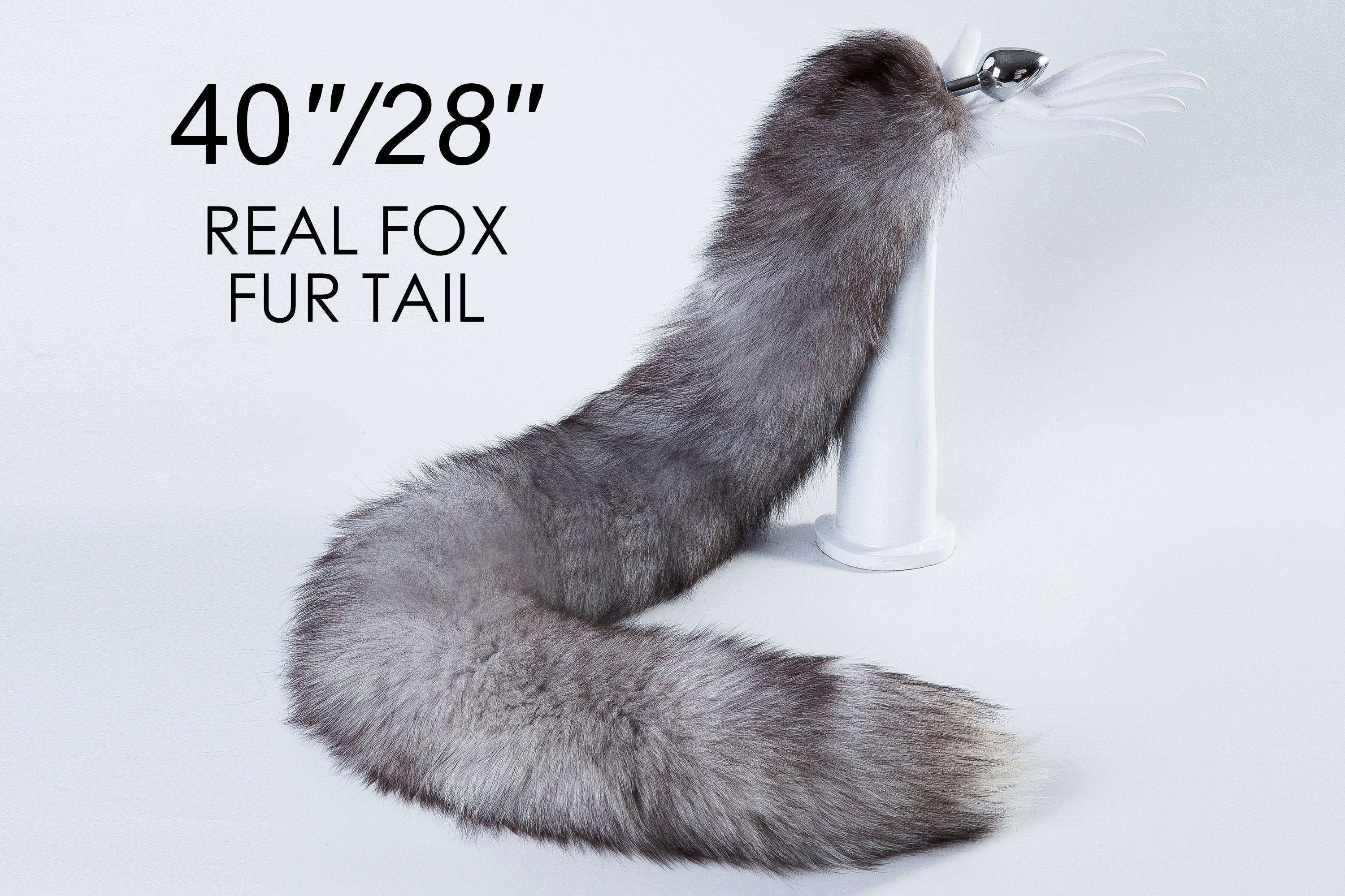 gray real fox tail butt plug tail cat long fox tail plug sex toy bdsm tail buttplug anime cosplay kitten anal tail wolf dildo bondage