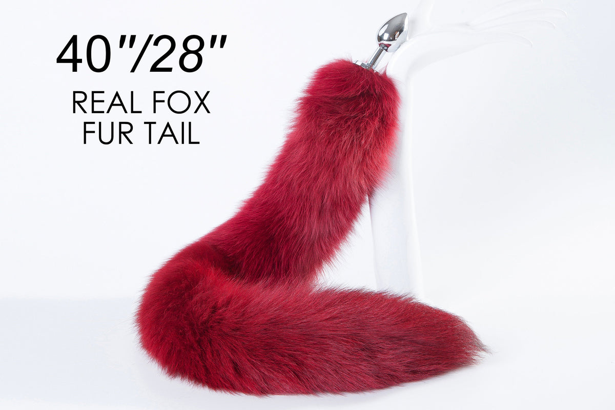 Long Tail Butt Plug Tail Sex Toy Dark Red Real Fox Tail Plug Wolf Dild