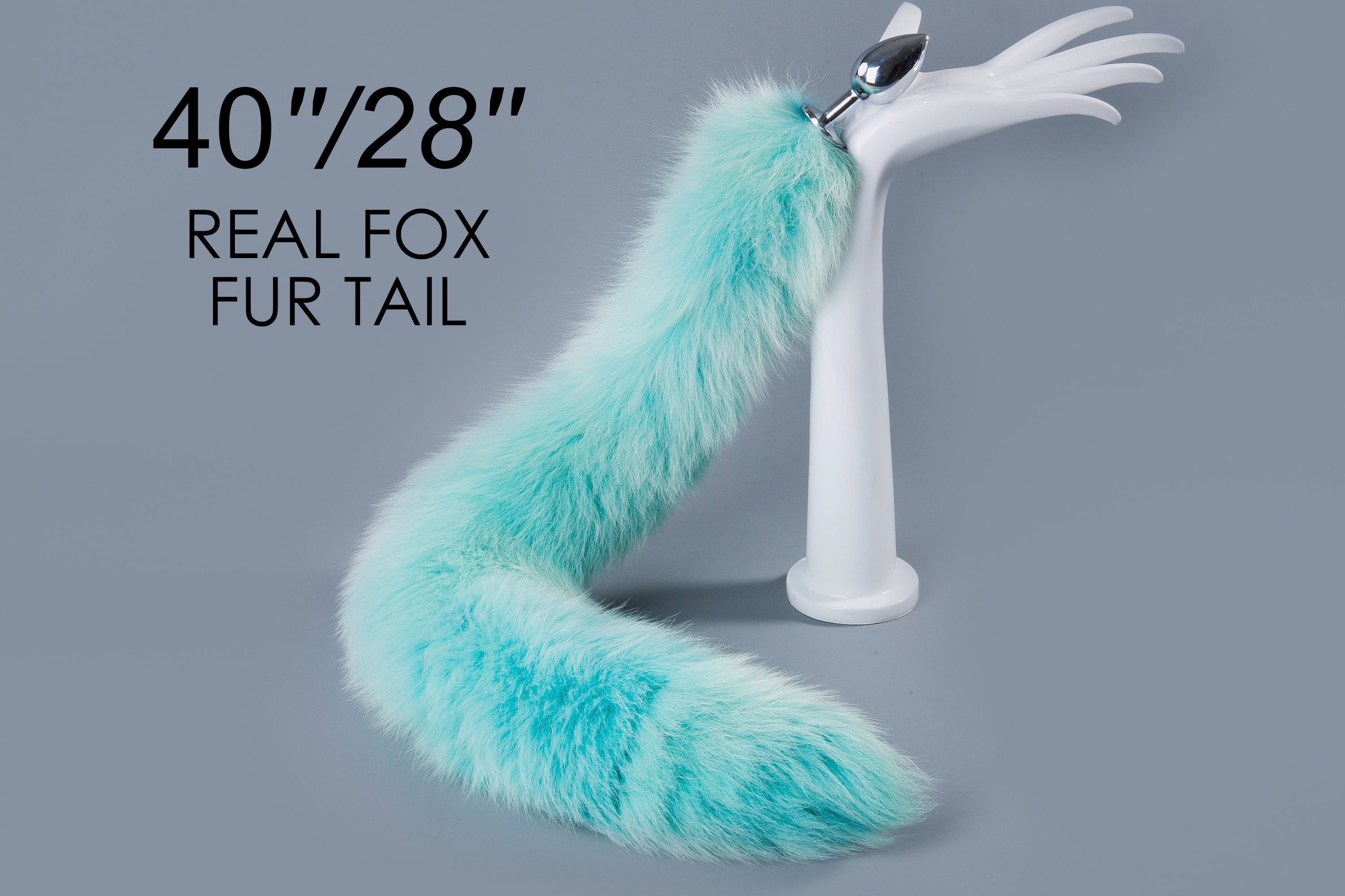 cyan long fox tail butt plug real tail buttplug wolf tail plug ass bdsm kittenplay anime cosplay bondage fur anal plug tail cat tail plug