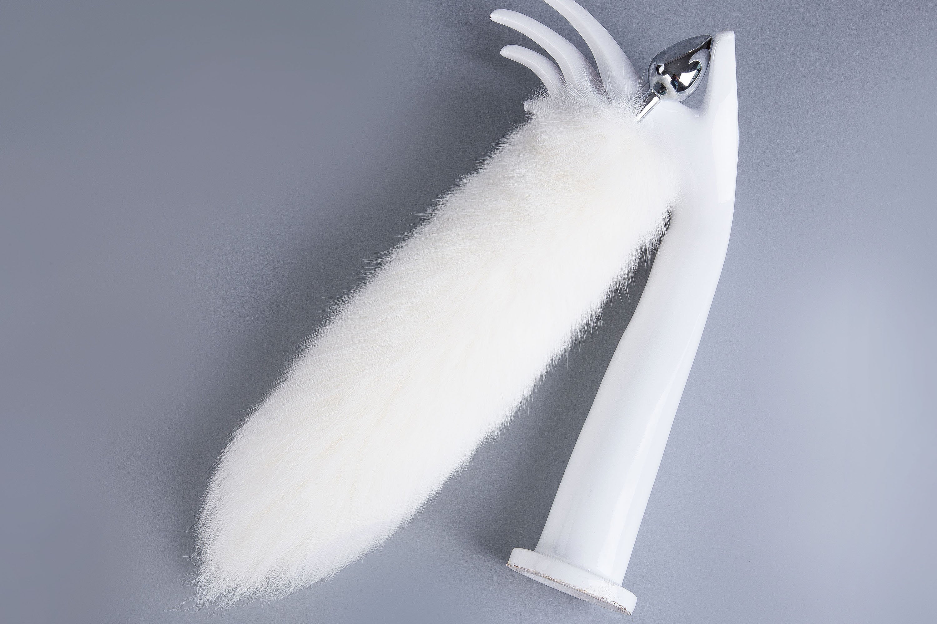 white real fox tail plug tail anal plug bdsm tail butt plug fox real fur butt plug anal tail but plug tail cat fox didlo ddlg sex toy