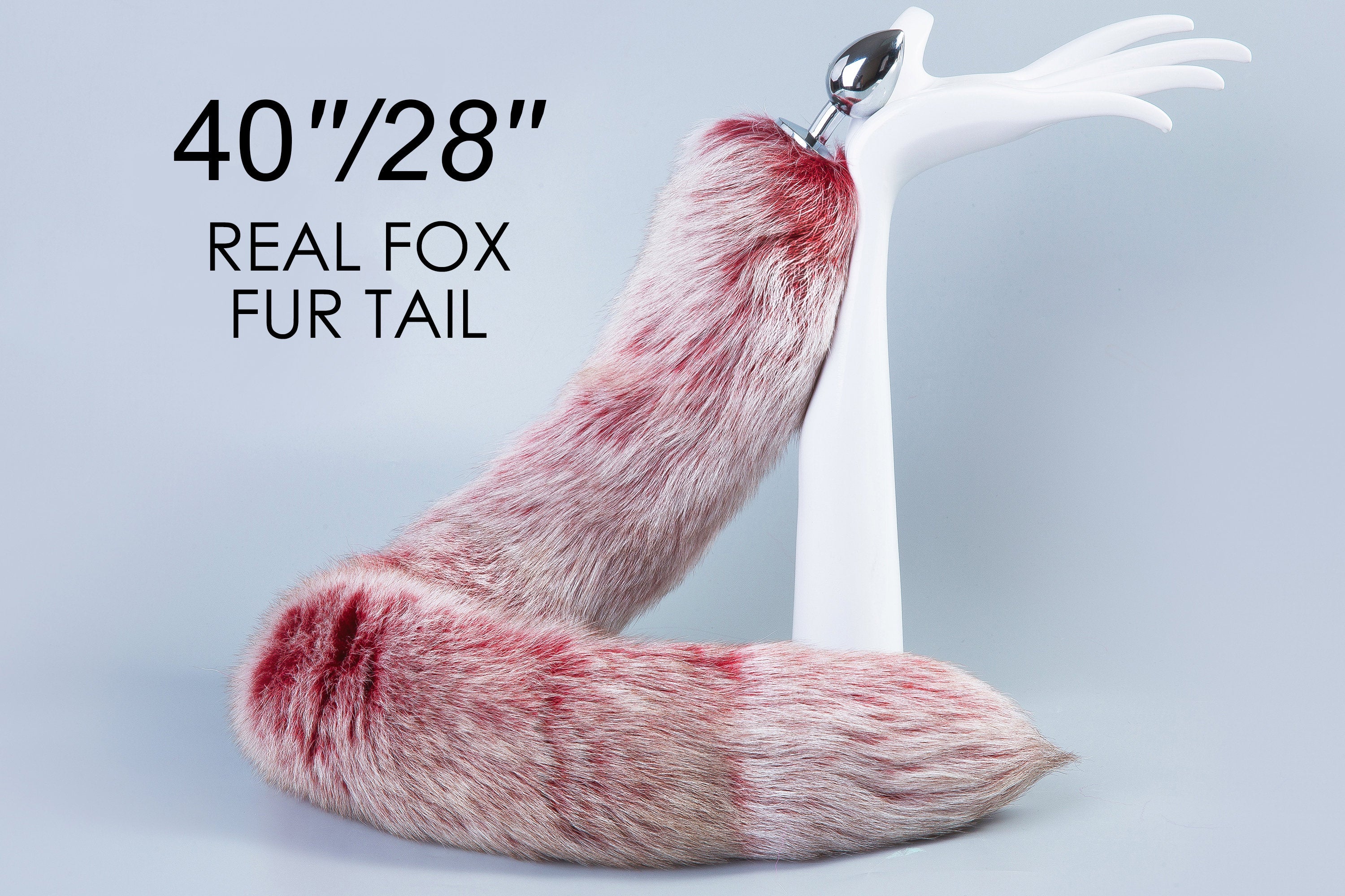 wolf tail buttplug with long tail butt plug real fur red 40 inch fox tail plug bdsm sex toy anal plug ass plug kittenplay pet play