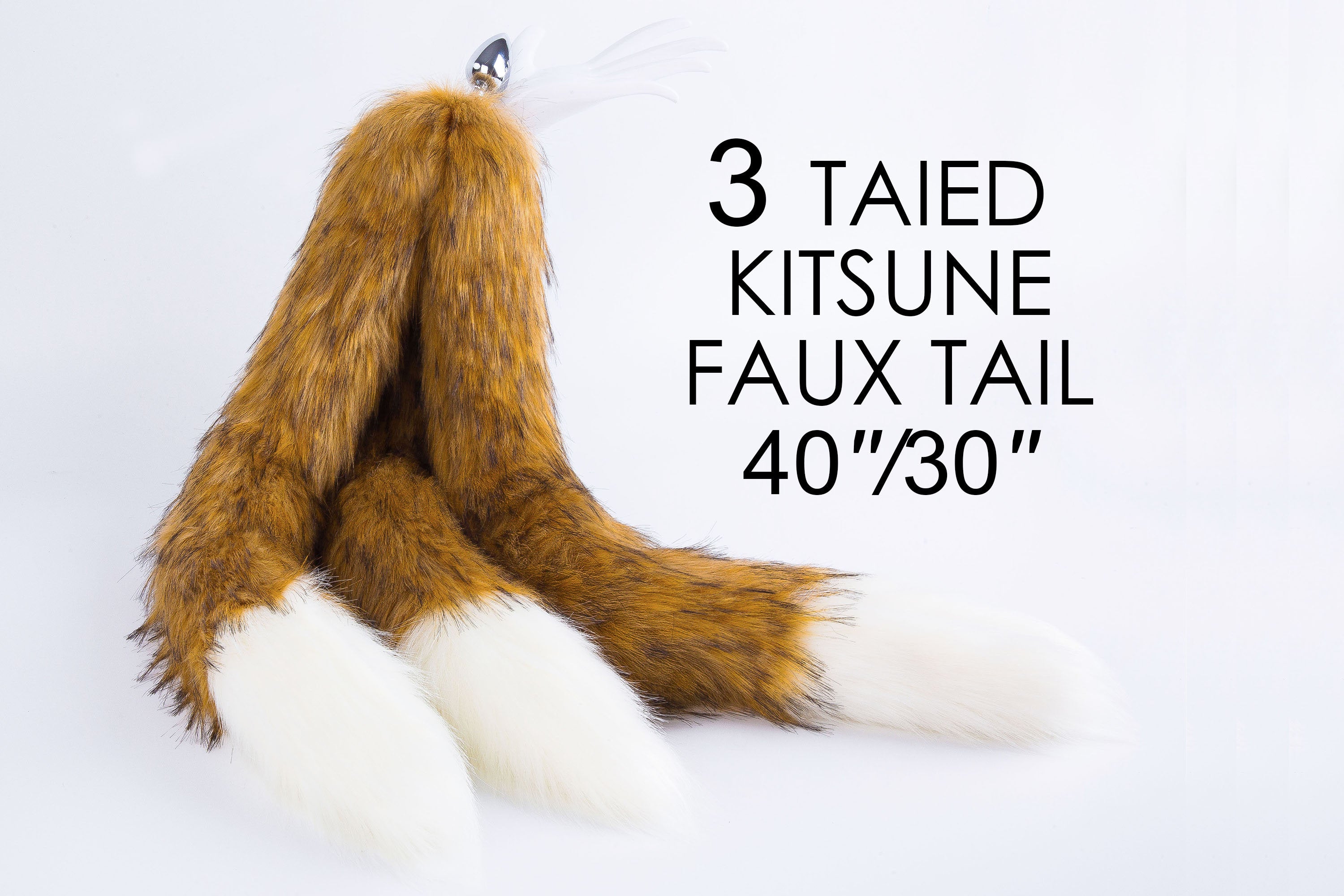 40 inch tail plug tail three tail butt plug 3 tailed kitsune tailed plug long fox tail plug anal plug ass faux fur plug bdsm sex toy