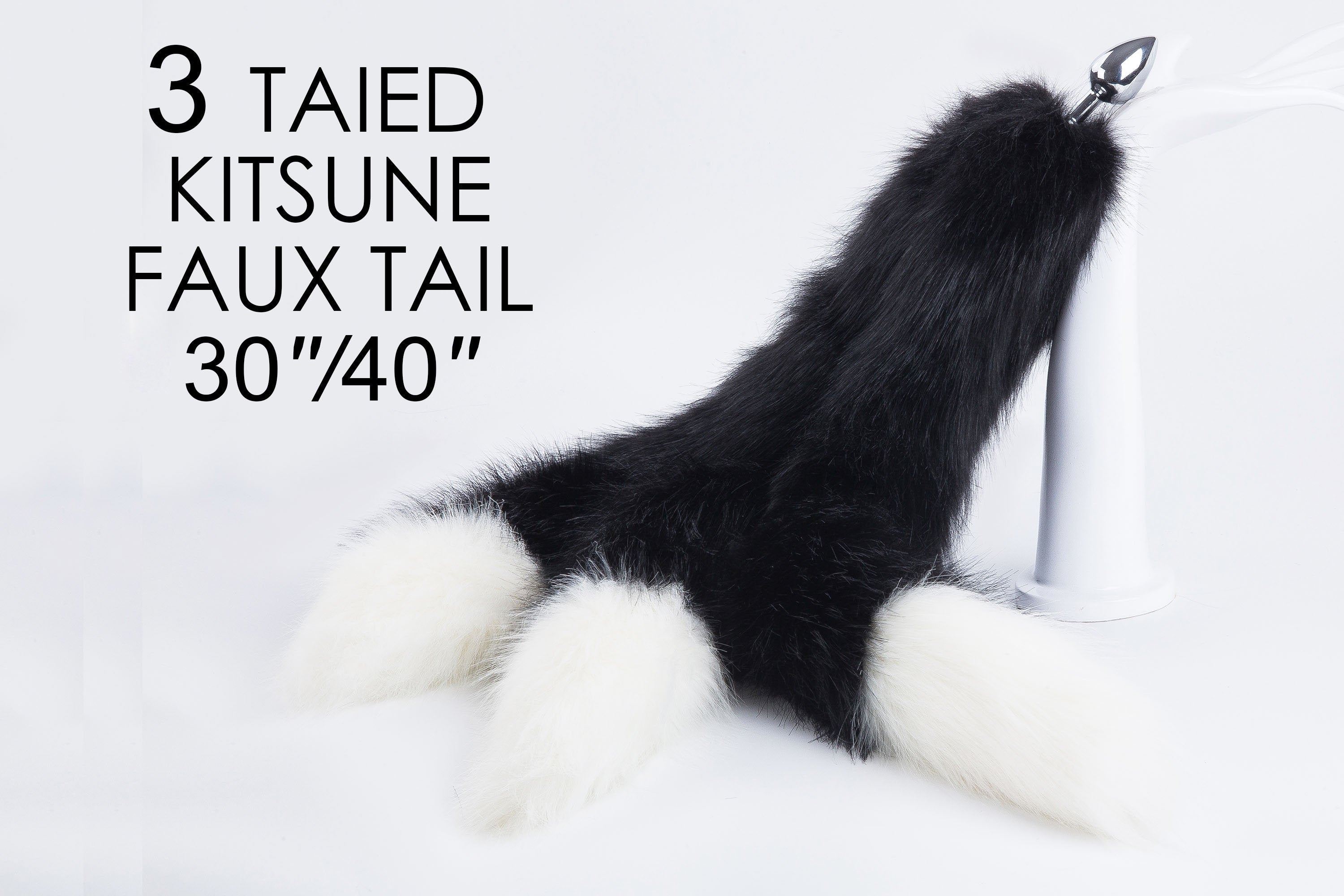 30 inch tail plug tail three tail butt plug 3 tailed kitsune tailed plug long fox tail plug anal plug ass faux fur plug bdsm sex toy