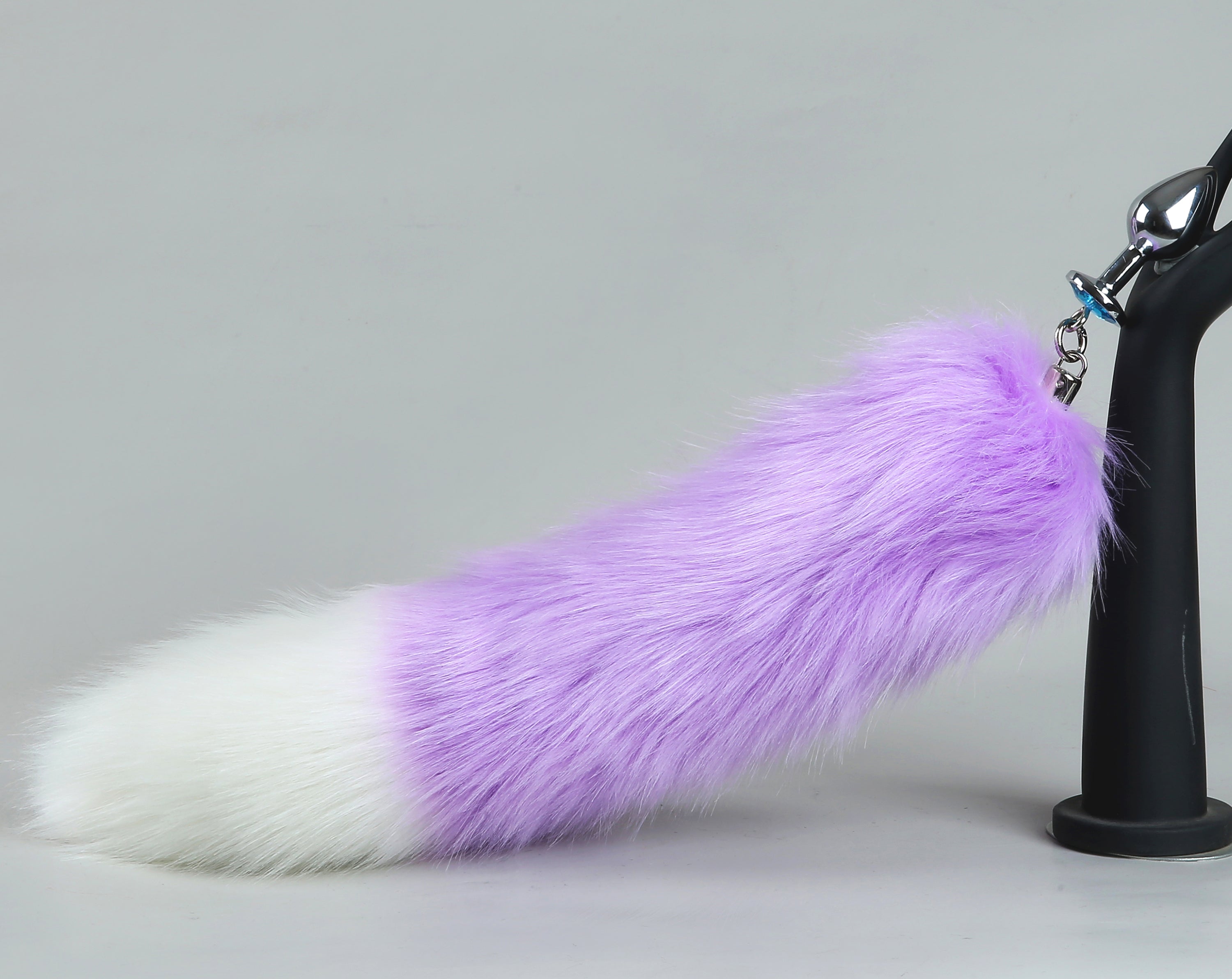 light purple fox tail plug and ear set fox ear fluffy wolf tail butt plug tail buttplug wolf ear petplay sextoy anal plug cat tail plug