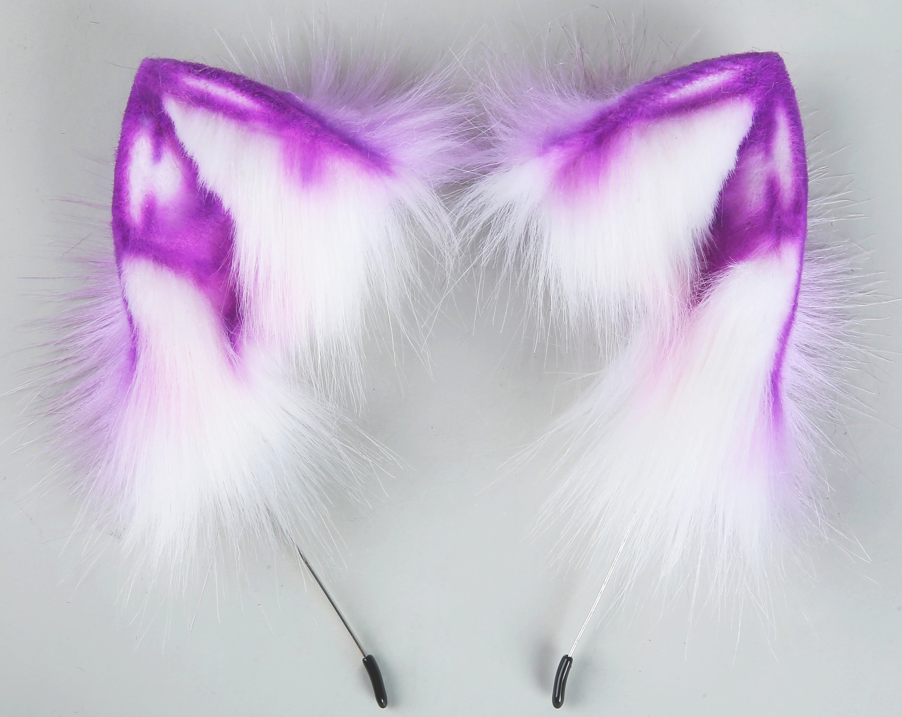 light purple fox tail plug and ear set fox ear fluffy wolf tail butt plug tail buttplug wolf ear petplay sextoy anal plug cat tail plug