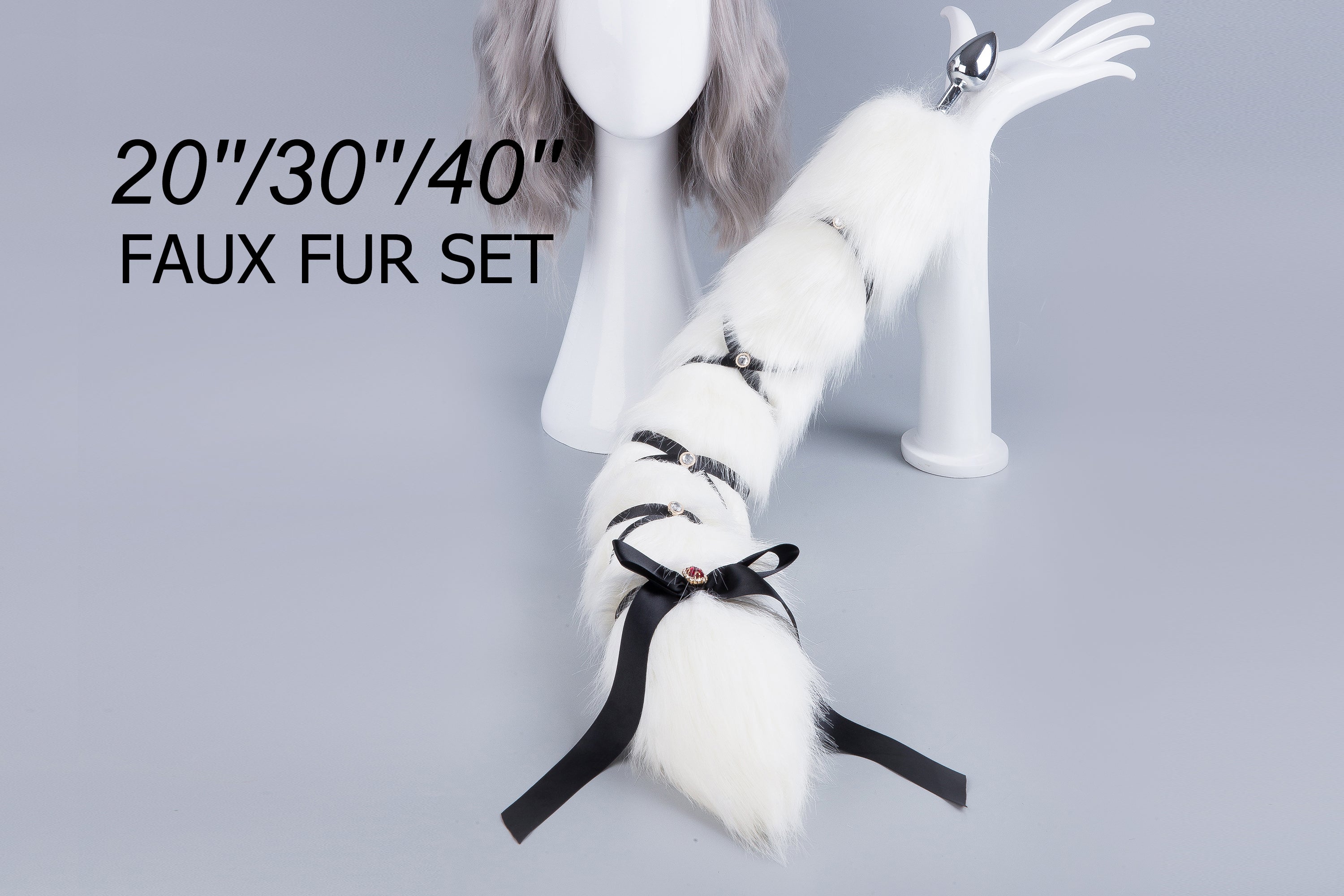 long white fox tail blug white tail butt plug tail plug and ear faux fur tail plug fox didlo anal plug ass plug kitten ear sex toy