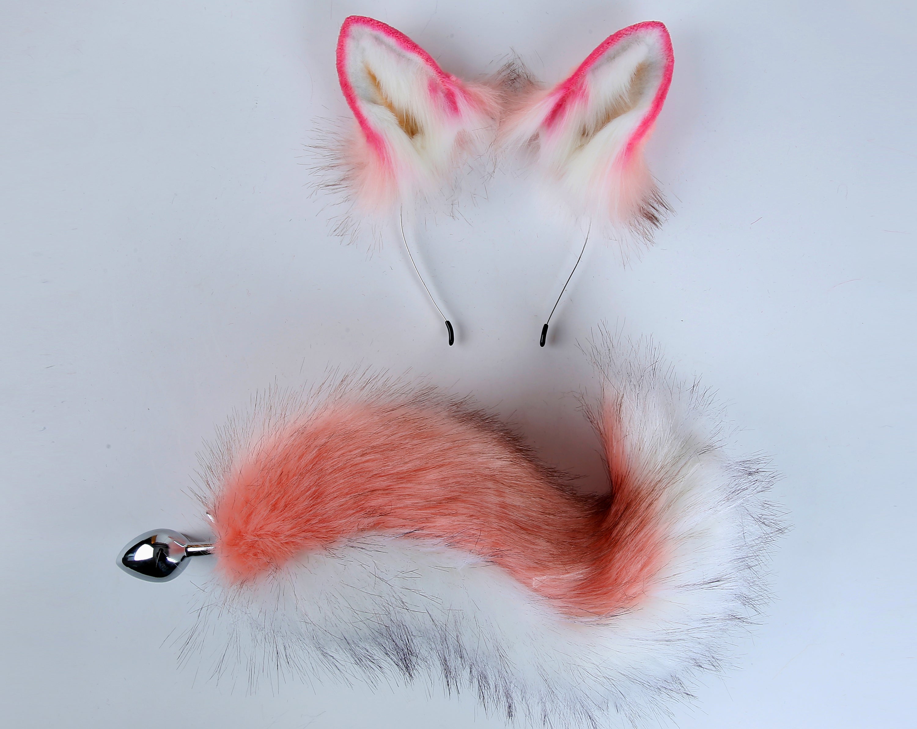 pink dog tail plug and ear set Shiba Inu tail butt plug dog tail buttplug dog ear fox tail plug wolf tail analplug cosplay sextoy